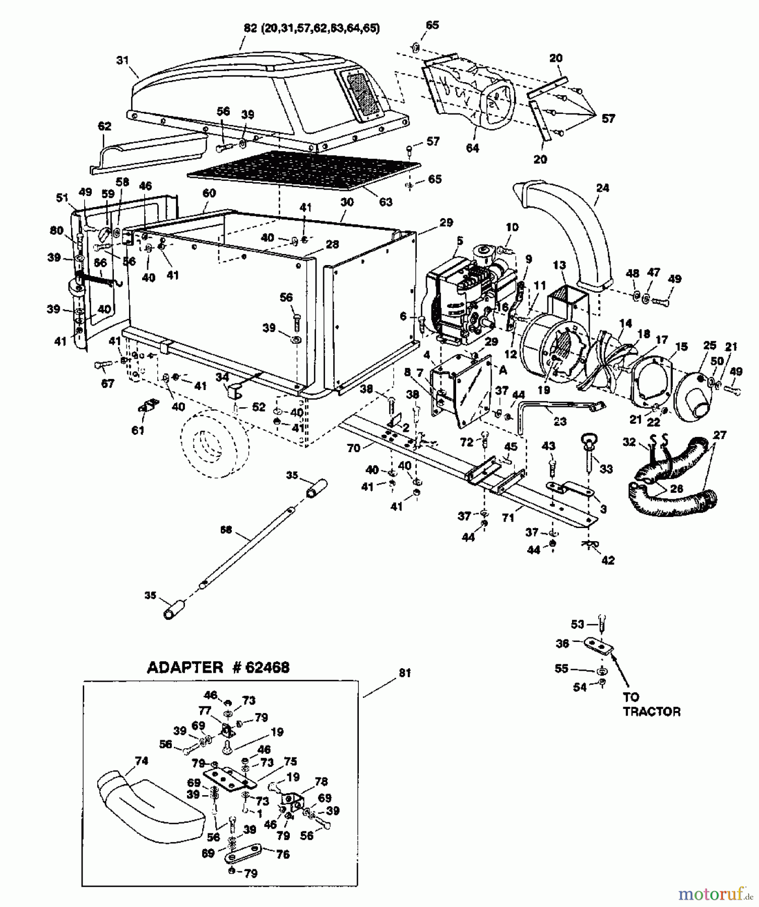 MTD Accèssoires Accèssoires tracteur de jardin et de pelouse Souffleur Mow-Vac 190-518-000  (2000) Machine de base