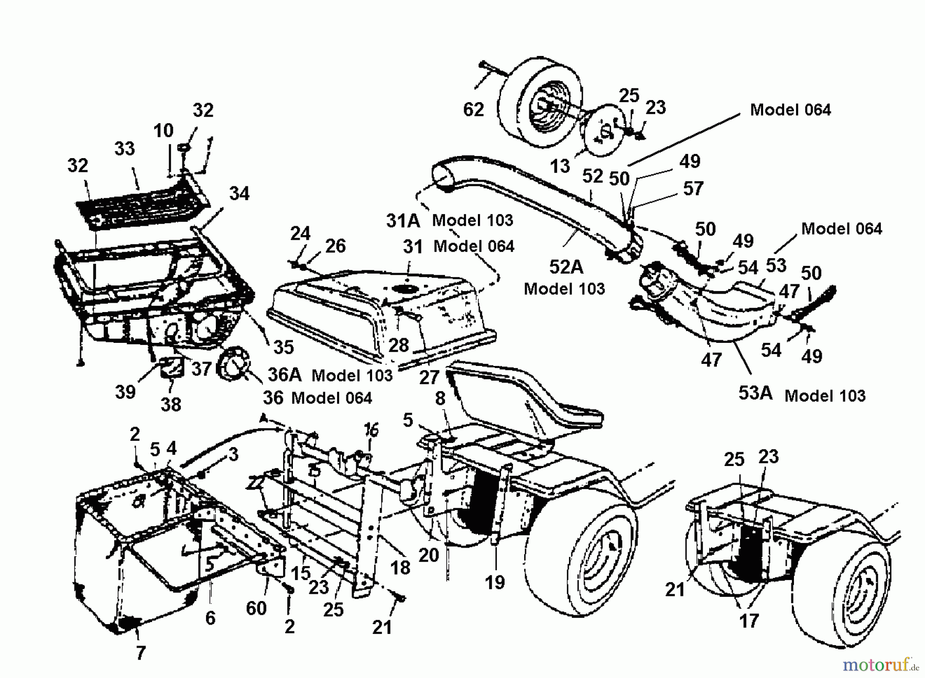  MTD Accèssoires Accèssoires tracteur de jardin et de pelouse Dispositif de réception de l'herbe pour série 400 190-064-611  (1999) Machine de base