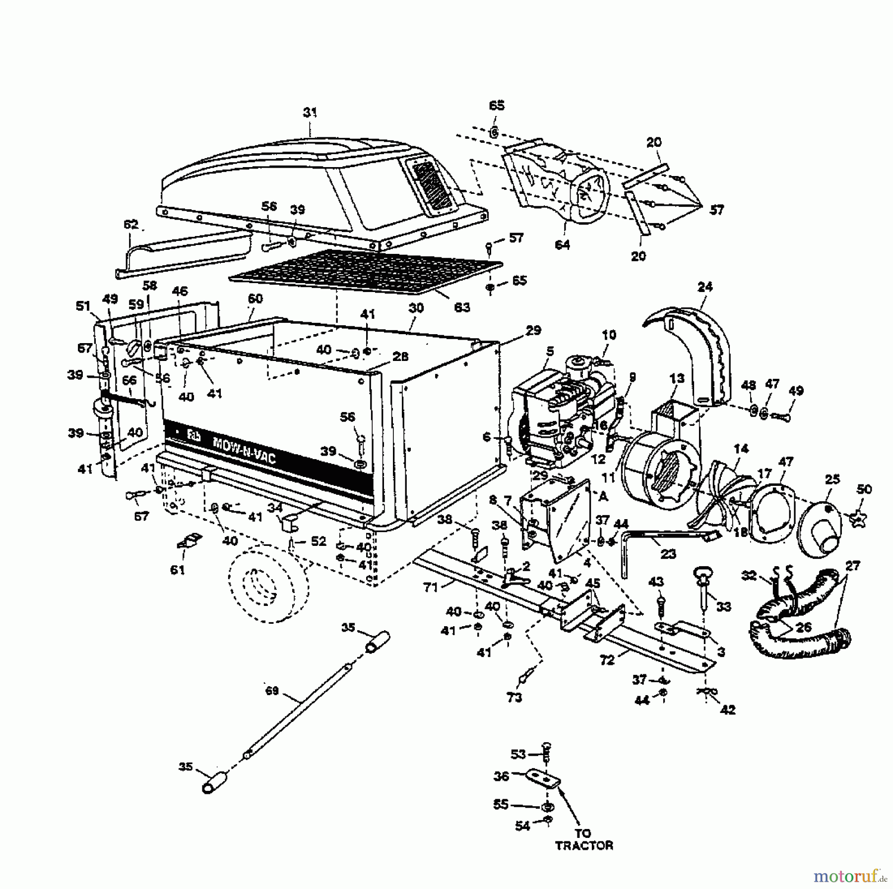  MTD Accèssoires Accèssoires tracteur de jardin et de pelouse Souffleur Mow-Vac 45-01884  (1998) Machine de base