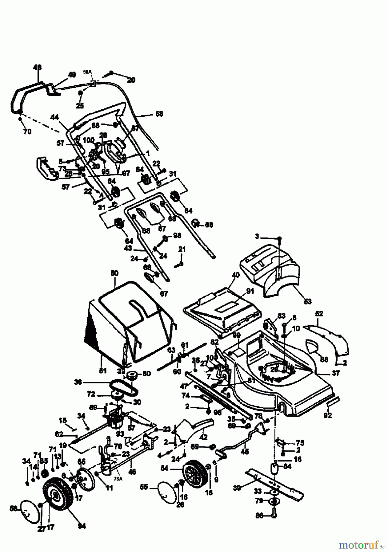  MTD Tondeuse thermique tractée GEA 53 S R6655MTD16AV  (1997) Machine de base