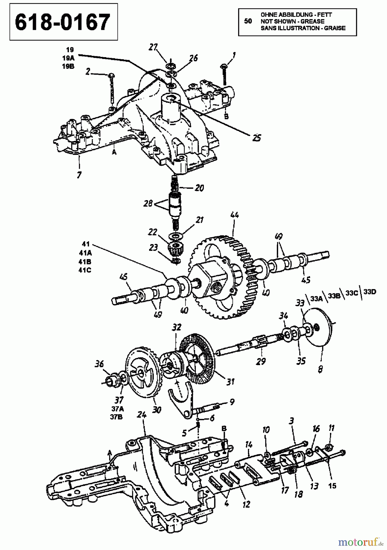  Brill Tracteurs de pelouse 13/102 136T767N629  (1996) Boîte de vitesse