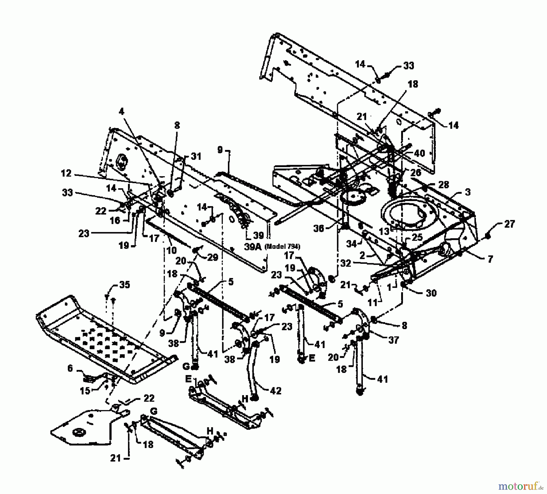  MTD Rasentraktoren EH 160 13AT795N678  (1997) Mähwerksaushebung