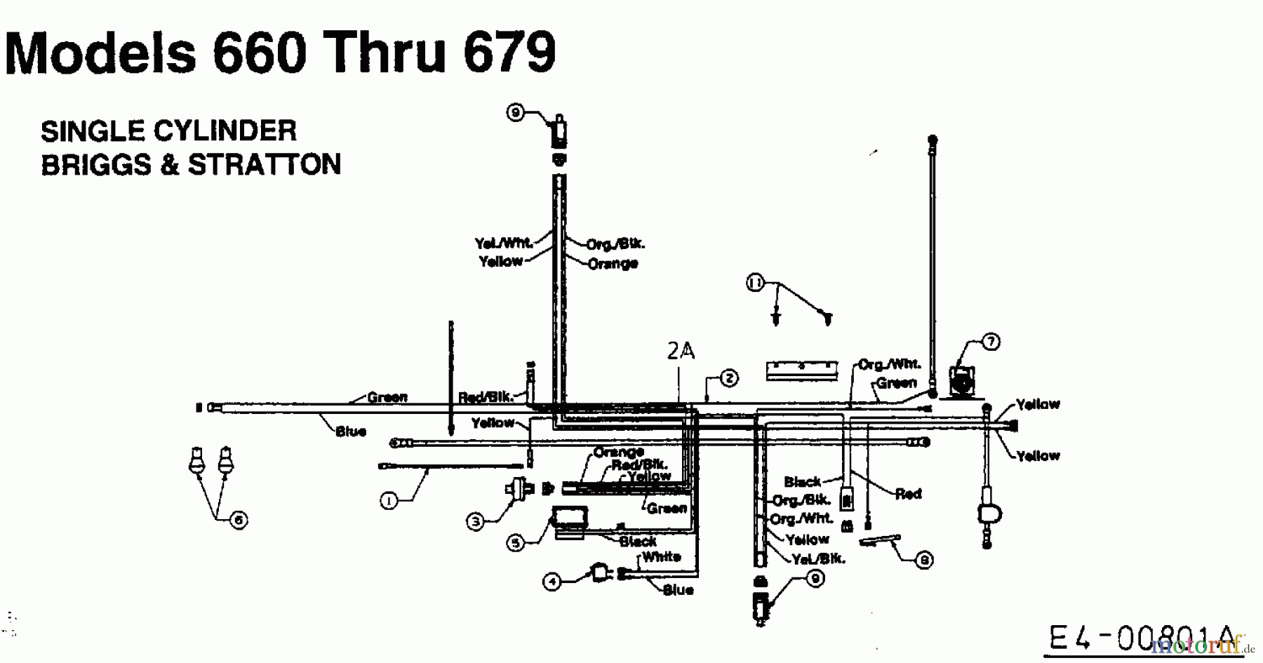  MTD Tracteurs de pelouse H 130 13AA695F678  (1998) Plan électrique cylindre simple