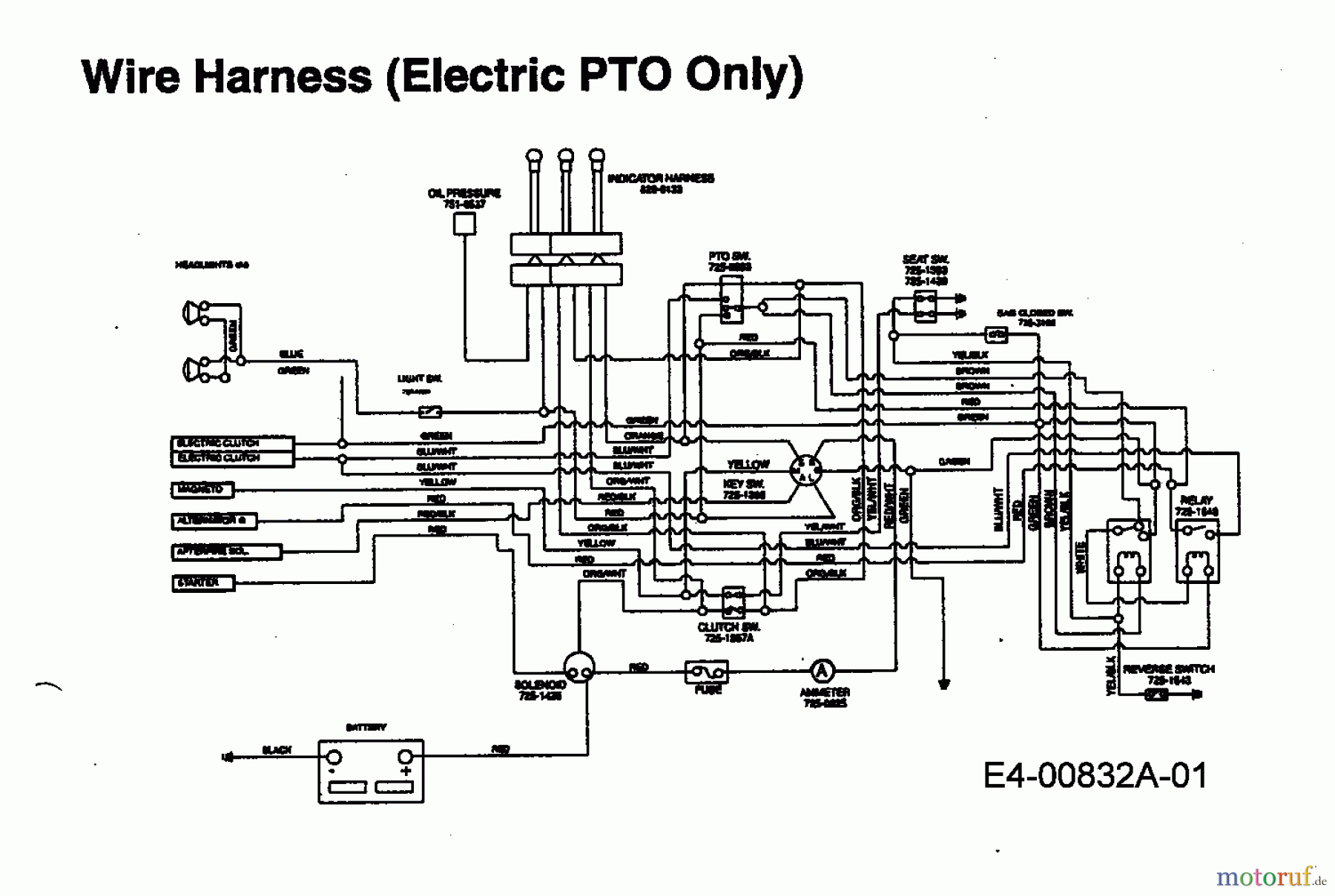  MTD Tracteurs de pelouse EH 160 13AT795N678  (1997) Plan électrique embrayage électromagnétique