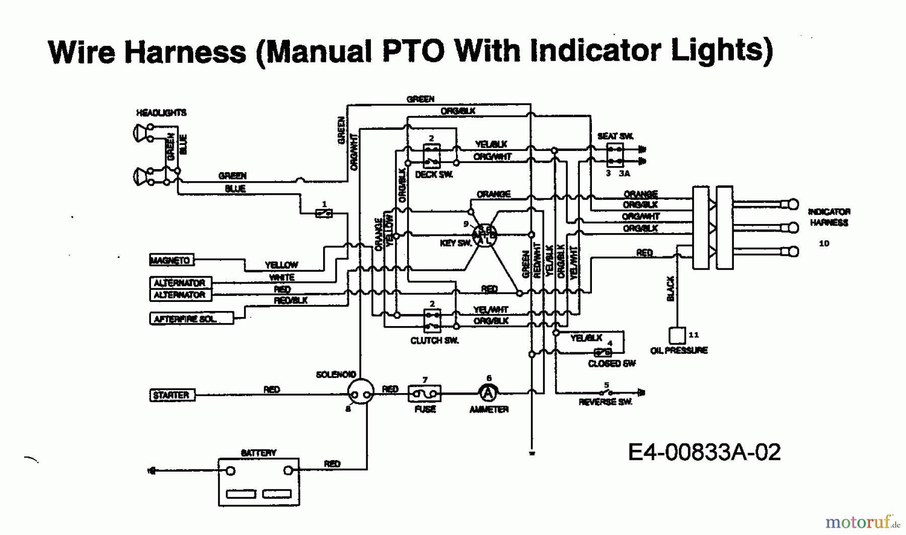  MTD Tracteurs de pelouse EH/165 13CO798N678  (1999) Plan électrique avec lampe de contrôle