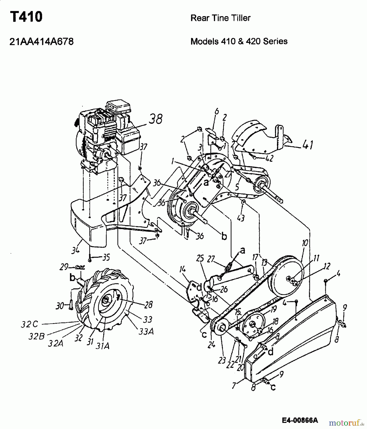  MTD Motorhacken T/410 21AA412C678  (2002) Getriebe, Räder