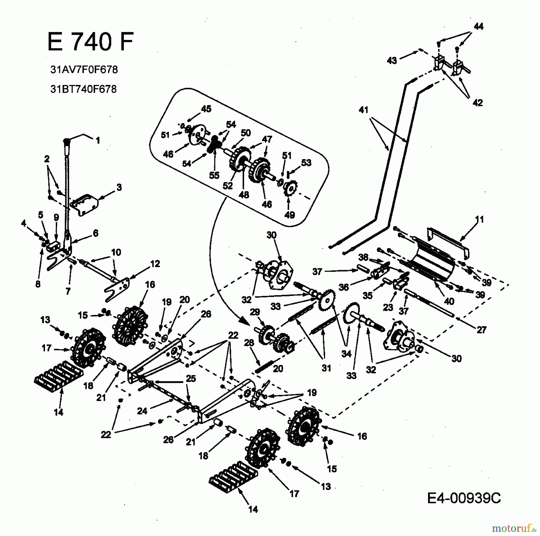  MTD Schneefräsen E 740 F 31AE740F678  (2002) Raupenantrieb