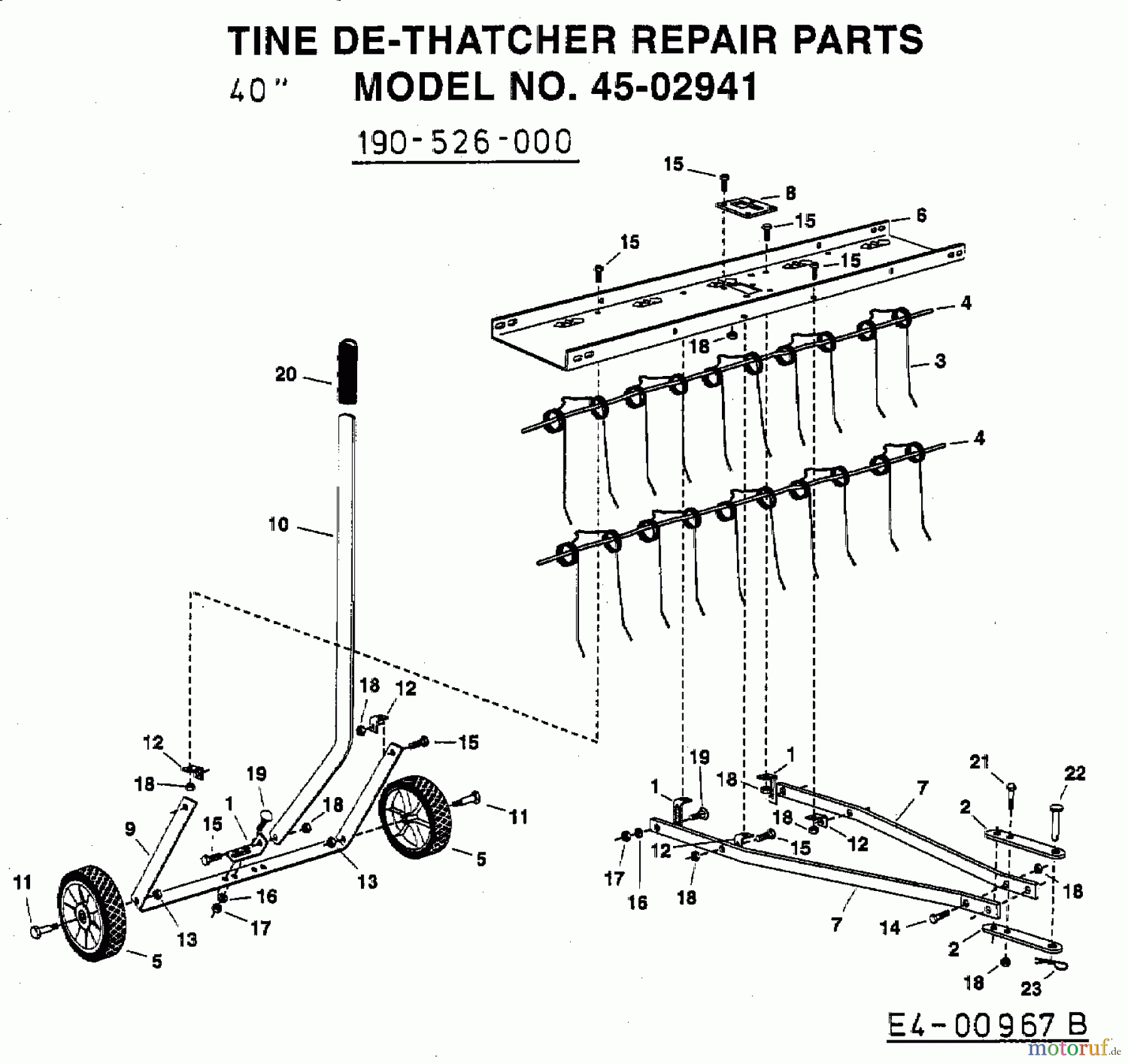  MTD Accèssoires Accèssoires tracteur de jardin et de pelouse Demousseur 45-02941  (190-526-000) 190-526-000  (2009) Machine de base