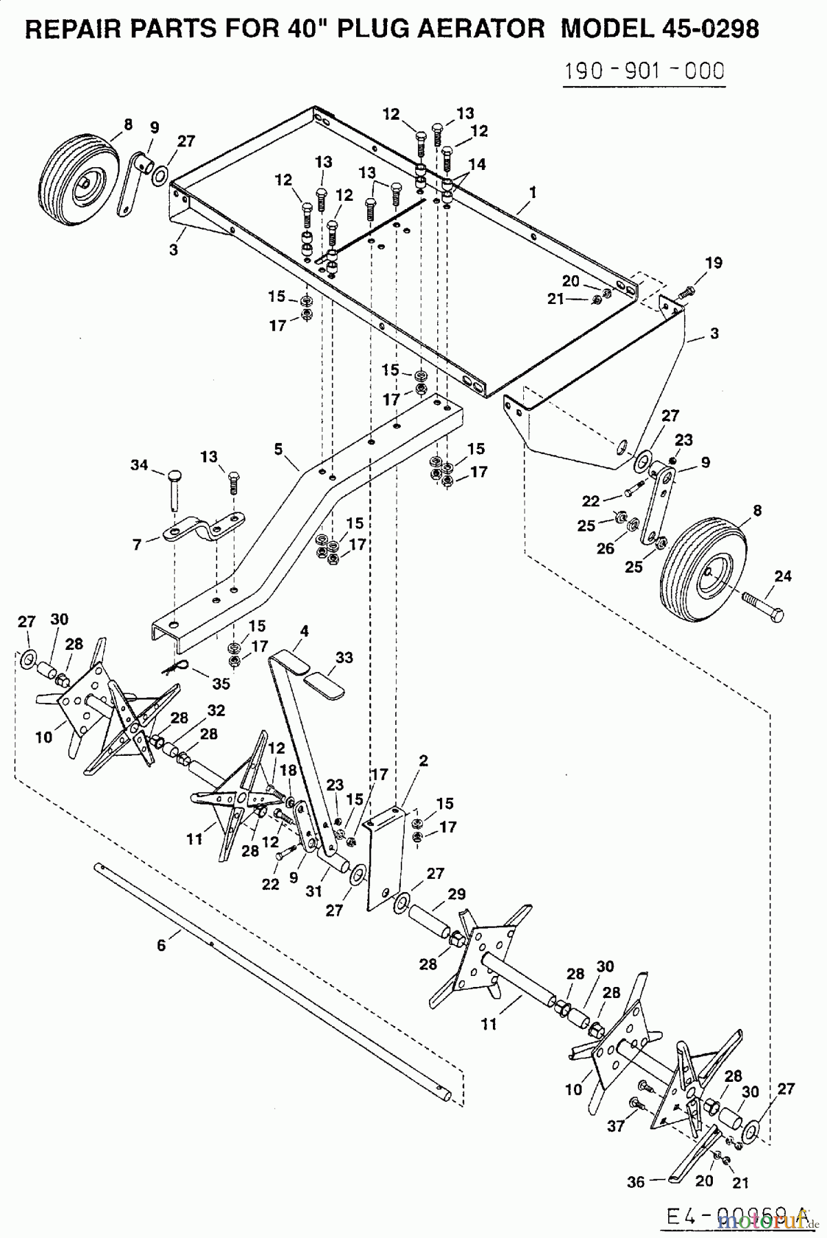  MTD Accèssoires Accèssoires tracteur de jardin et de pelouse Demousseur 45-0298  (190-901-000) 190-901-000  (2001) Machine de base