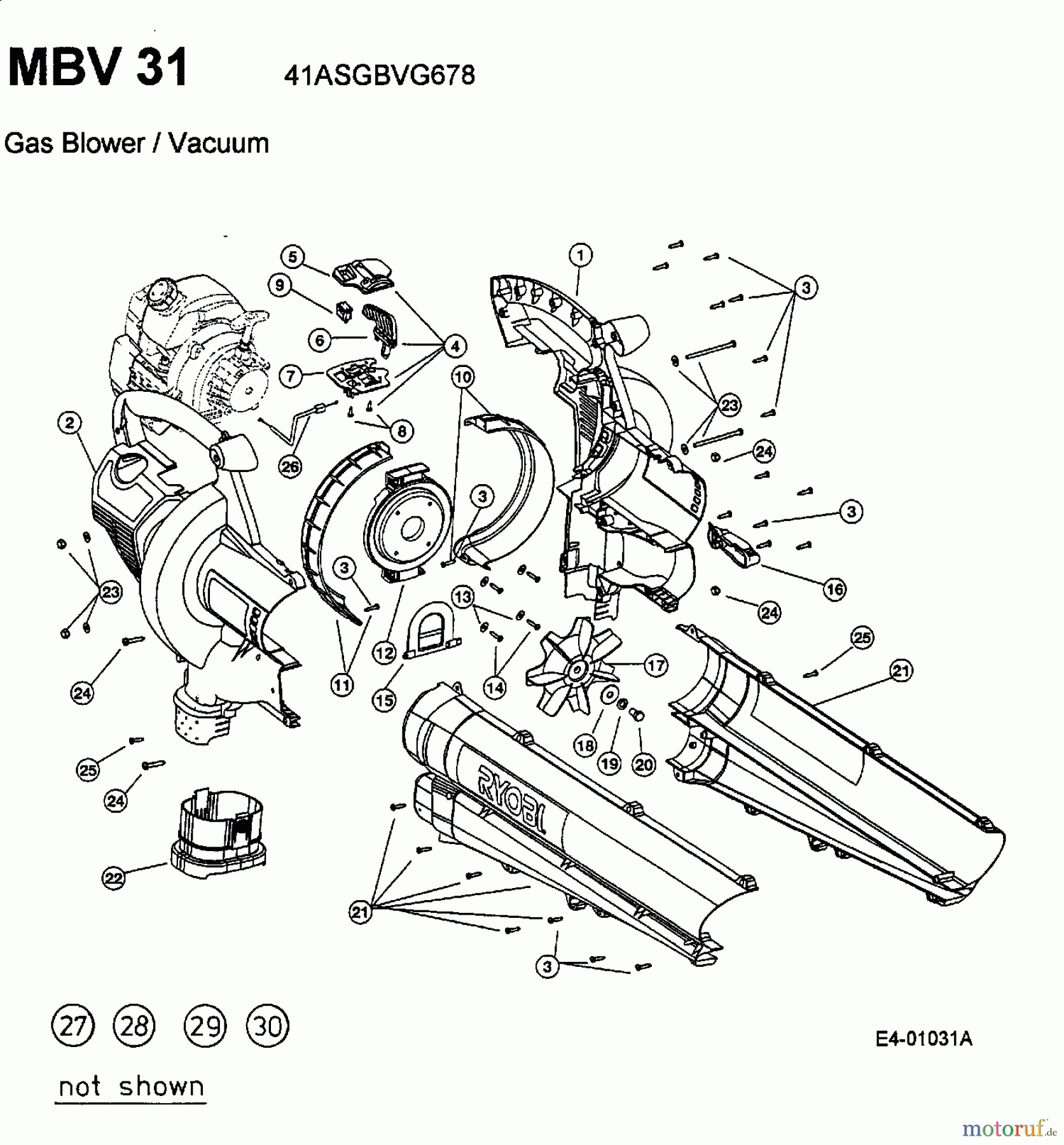  MTD Souffleur de feuille, Aspirateur de feuille MBV 31 41ASGBVG678  (2002) Machine de base