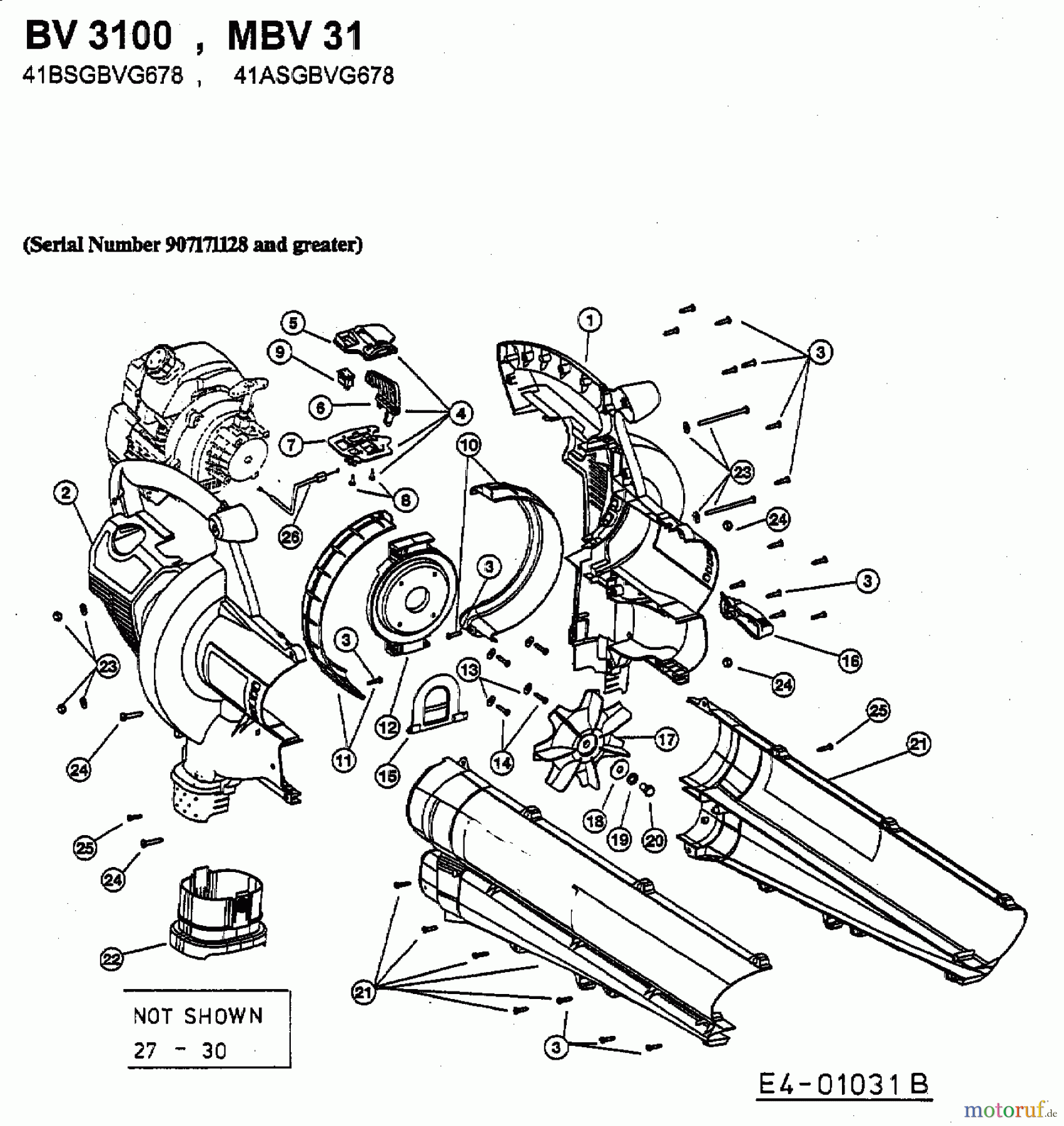  MTD Souffleur de feuille, Aspirateur de feuille BV 3100 41BSGBVG678  (2003) Machine de base