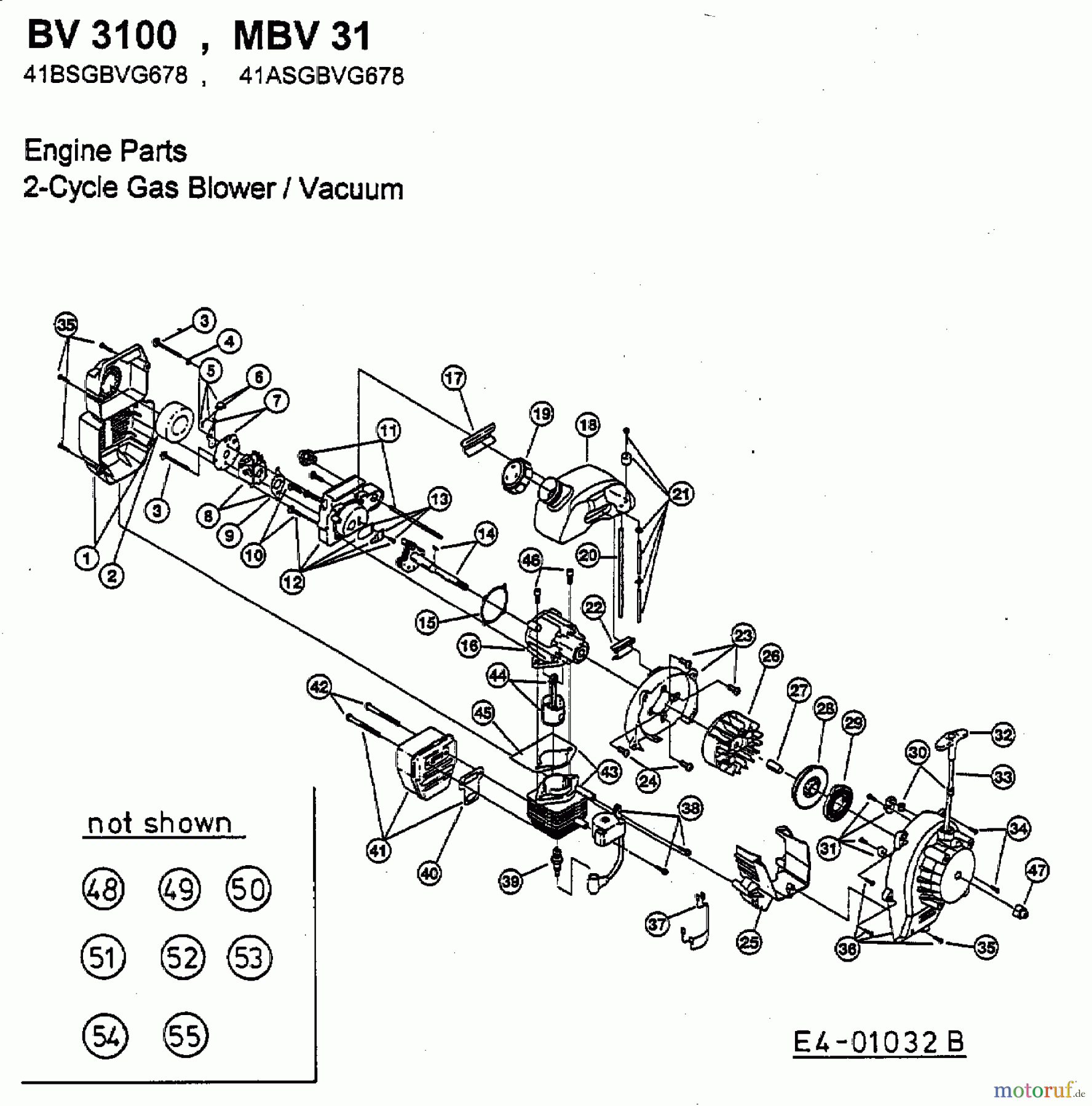  MTD Souffleur de feuille, Aspirateur de feuille BV 3100 41BSGBVG678  (2003) Moteur