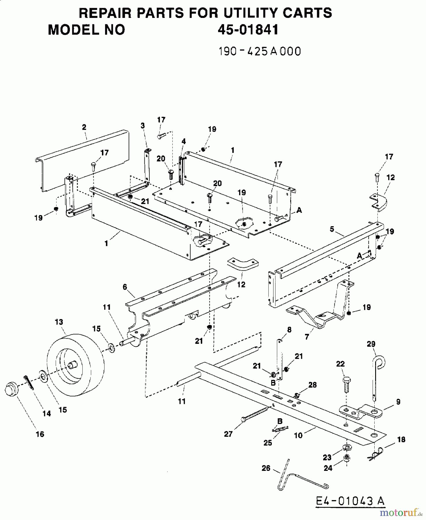  MTD Accèssoires Accèssoires tracteur de jardin et de pelouse Remorque 45-01841  (190-425A000) 190-425A000  (2005) Machine de base