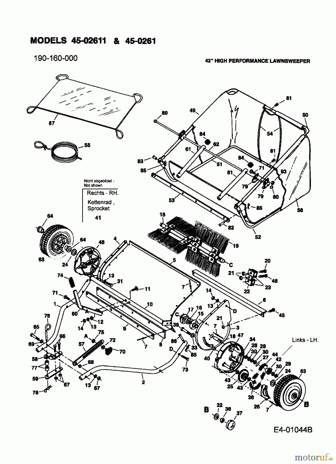  MTD Accèssoires Accèssoires tracteur de jardin et de pelouse Balai 45-02611  (190-160-000) 190-160-000  (2005) Machine de base