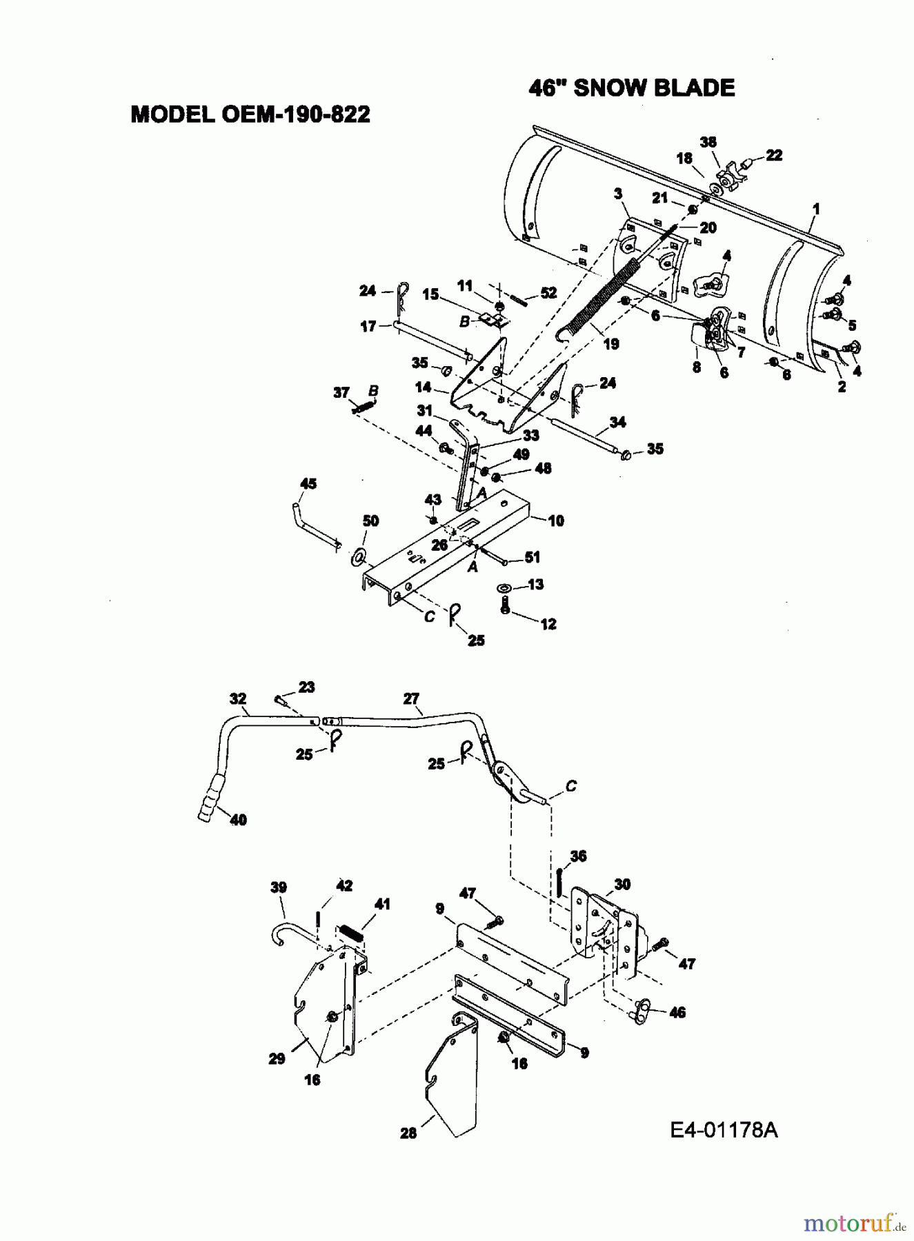  MTD Accèssoires Accèssoires tracteur de jardin et de pelouse Lame á neige pour série 800 (RT-99) OEM-190-822  (2001) Machine de base