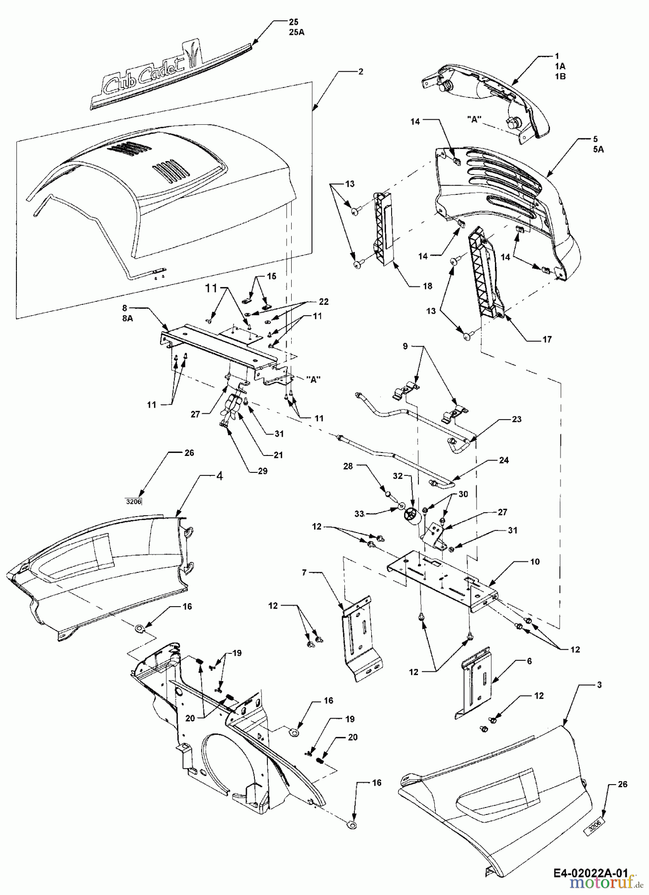  Cub Cadet Tracteurs de jardin HDS 3200 14A-652-603  (2002) Capot de moteur Cub Cadet