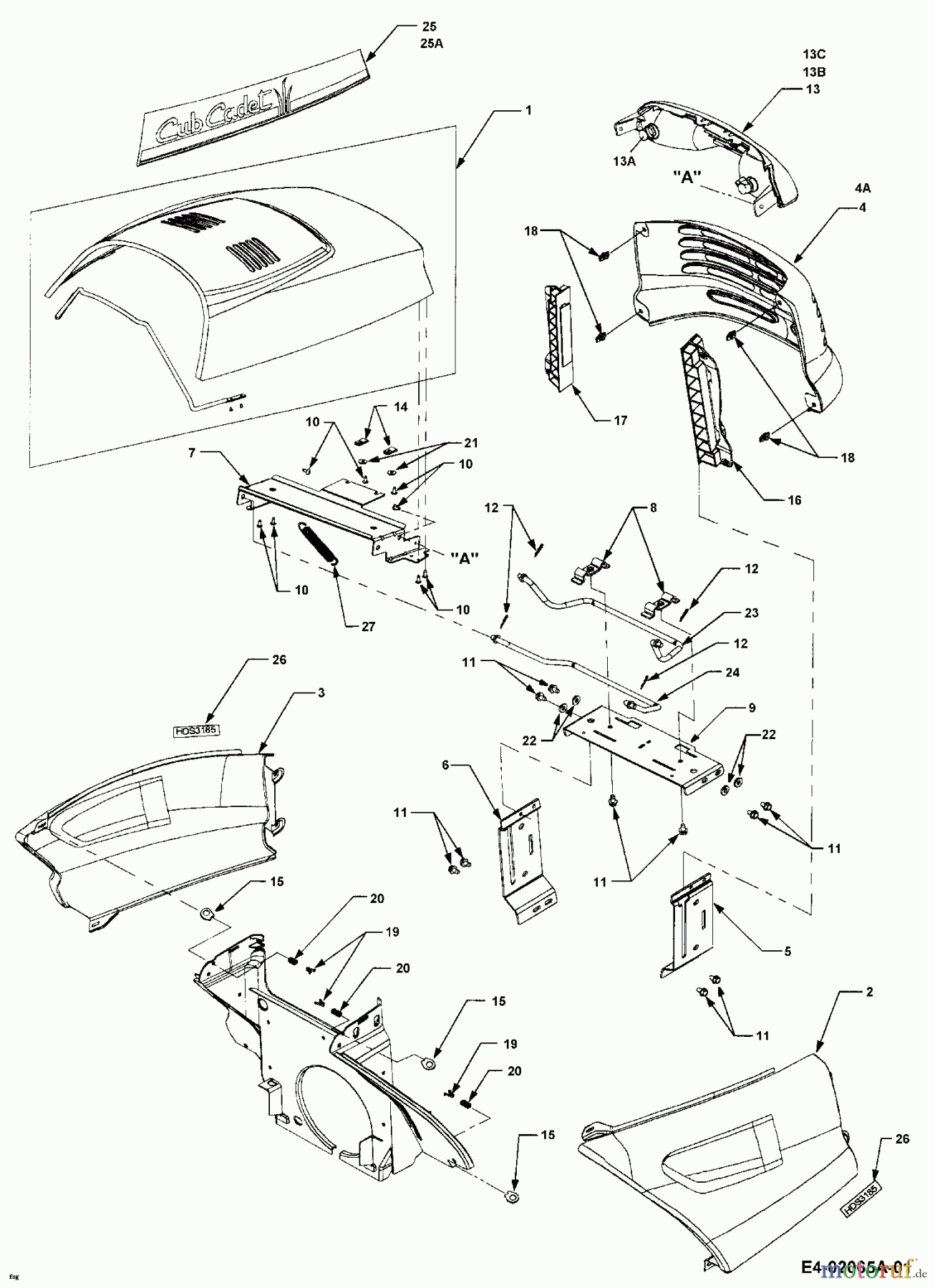  Cub Cadet Tracteurs de jardin HDS 3185 14A-665-603  (1999) Capot de moteur C-Style