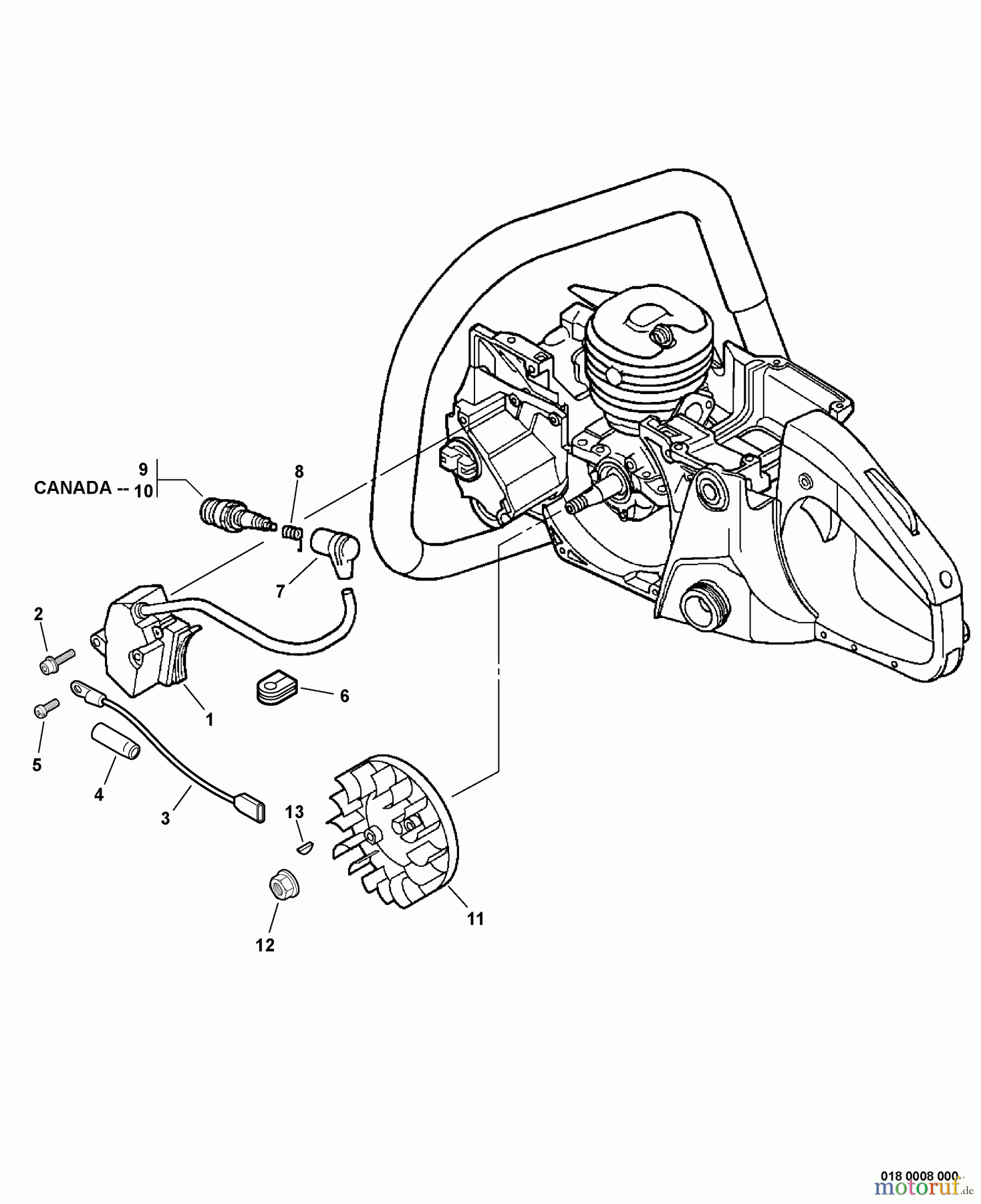  Echo Sägen, Kettensägen CS-530 - Echo Chainsaw, S/N: C02904001001 - C02904999999 Ignition