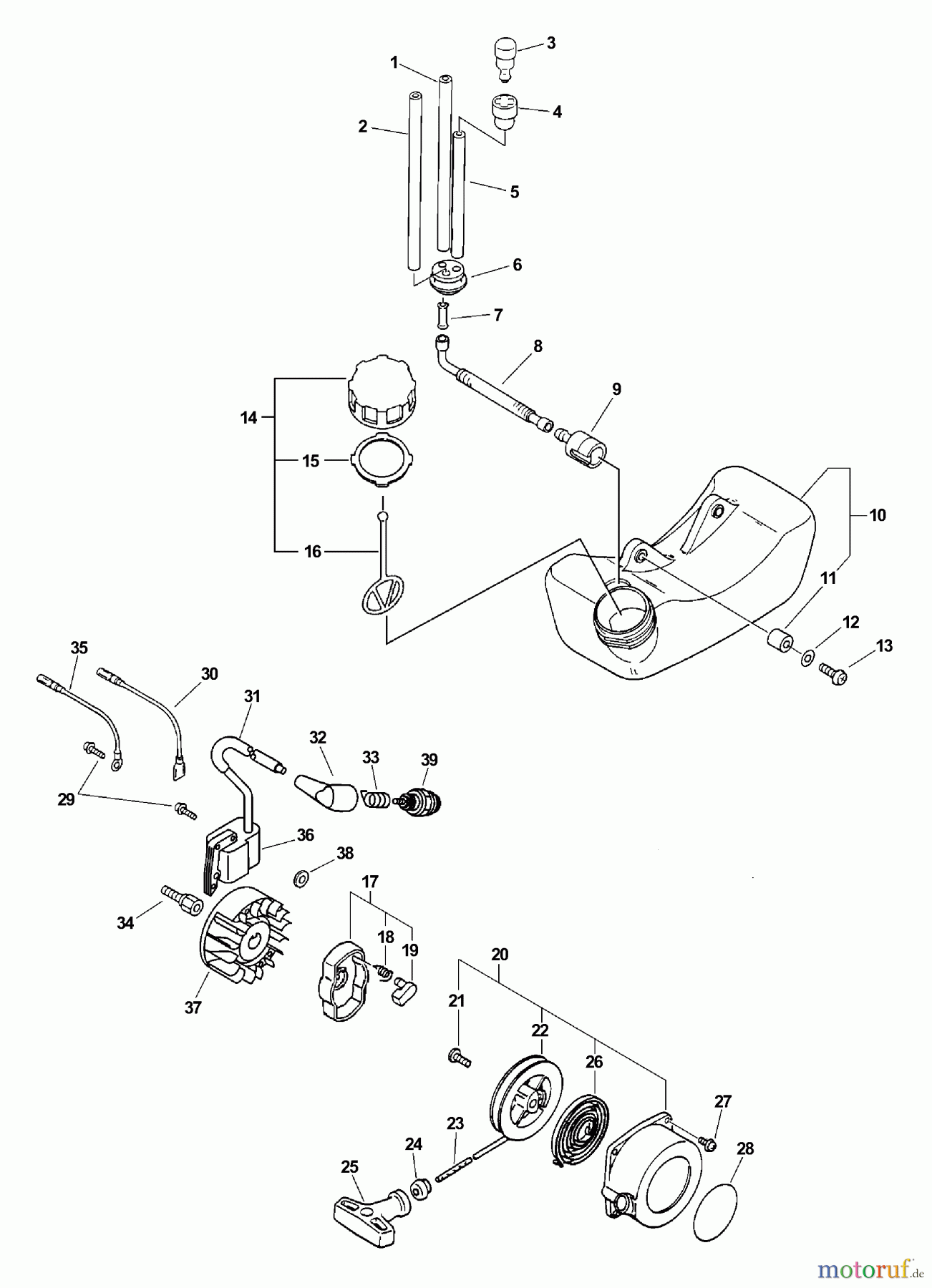  Echo Bläser / Sauger / Häcksler / Mulchgeräte	 PB-2100 - Echo Hand Held Blower (Type 1E) Ignition, Starter, Fuel System