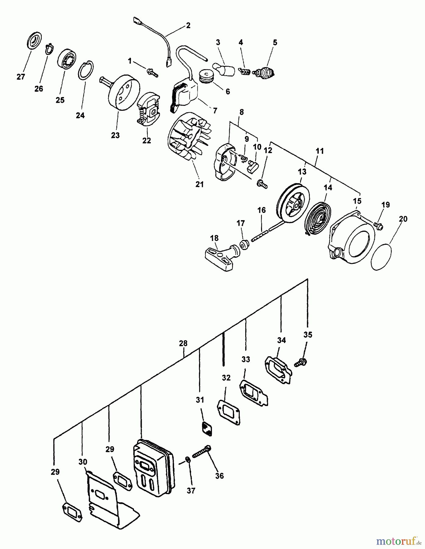  Echo Hochentaster PP-1400 - Echo Pole Saw / Pruner (Type 1E) Ignition, Starter, Clutch