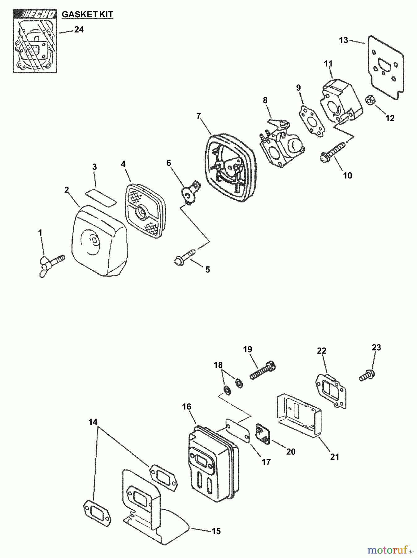 Echo Hochentaster PPF-211 - Echo Pole Saw / Pruner, S/N: 02001001 - 02999999 Intake, Exhaust
