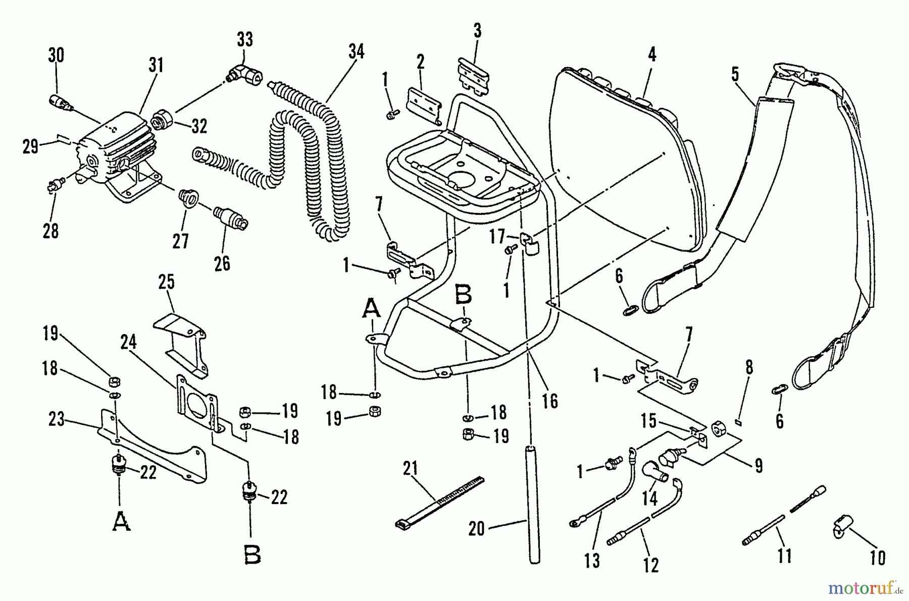  Echo Hochentaster REC-600 - Echo Pole Saw / Pruner Stop Switch, Air Tank, Backpack Frame, Harness
