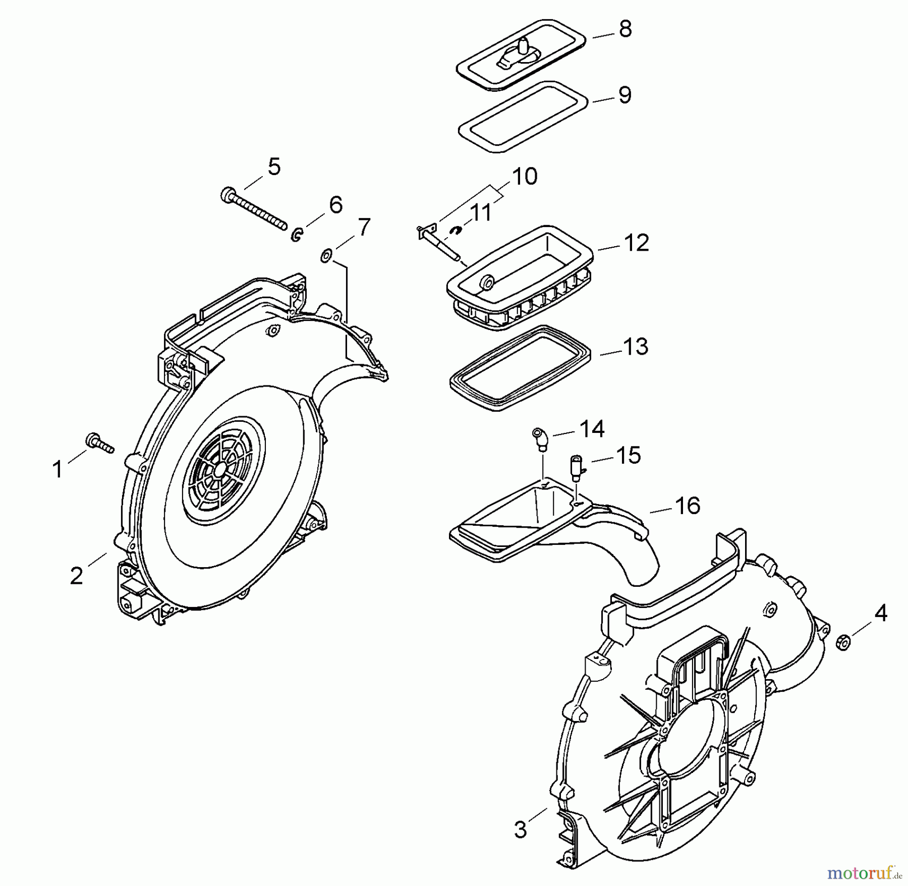 Echo Pflanzenschutzspritzen DM-6610 - Echo Duster/Mister, S/N: 23001001 - 23999999 Fan Case, Lower Tank