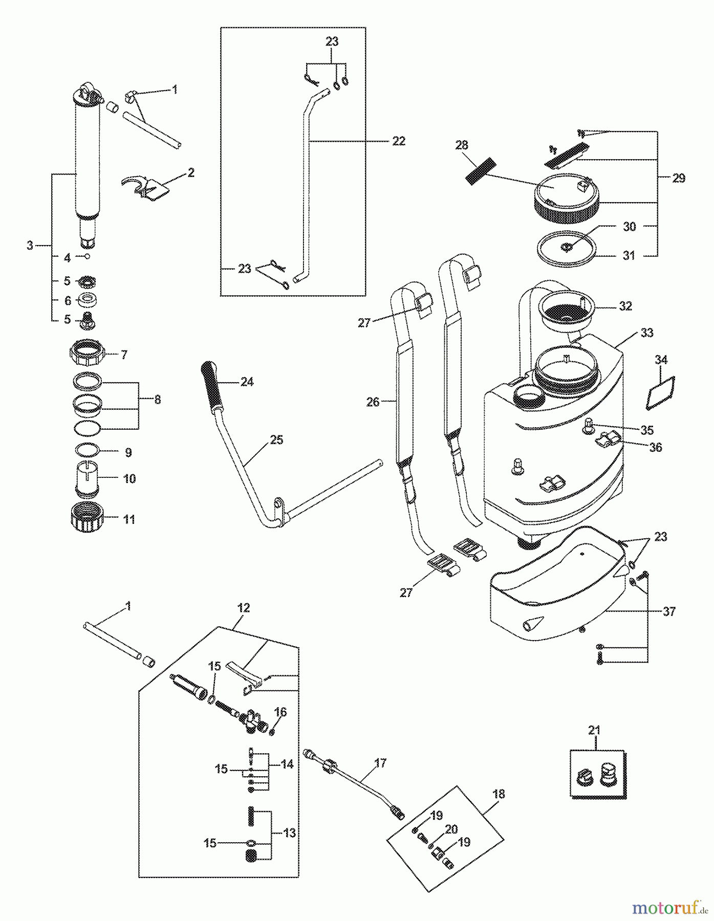  Echo Pflanzenschutzspritzen MS-50 - Echo Manual Sprayer General Assembly