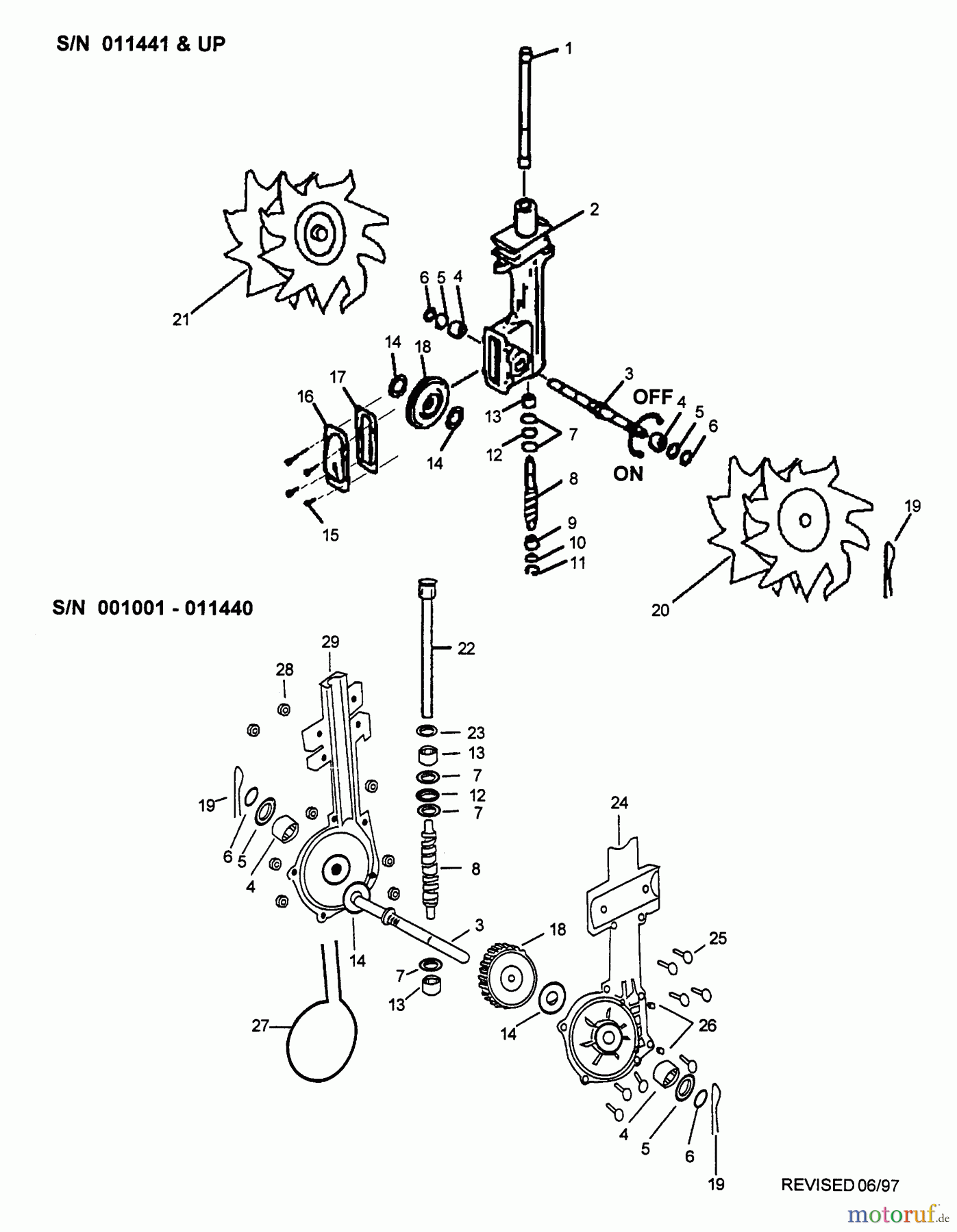 Echo Motorhacken / Kultivierer TC-2100 - Echo Tiller/Cultivator, S/N: 001001 - 999999 (Type 1) Gearcase, Tines