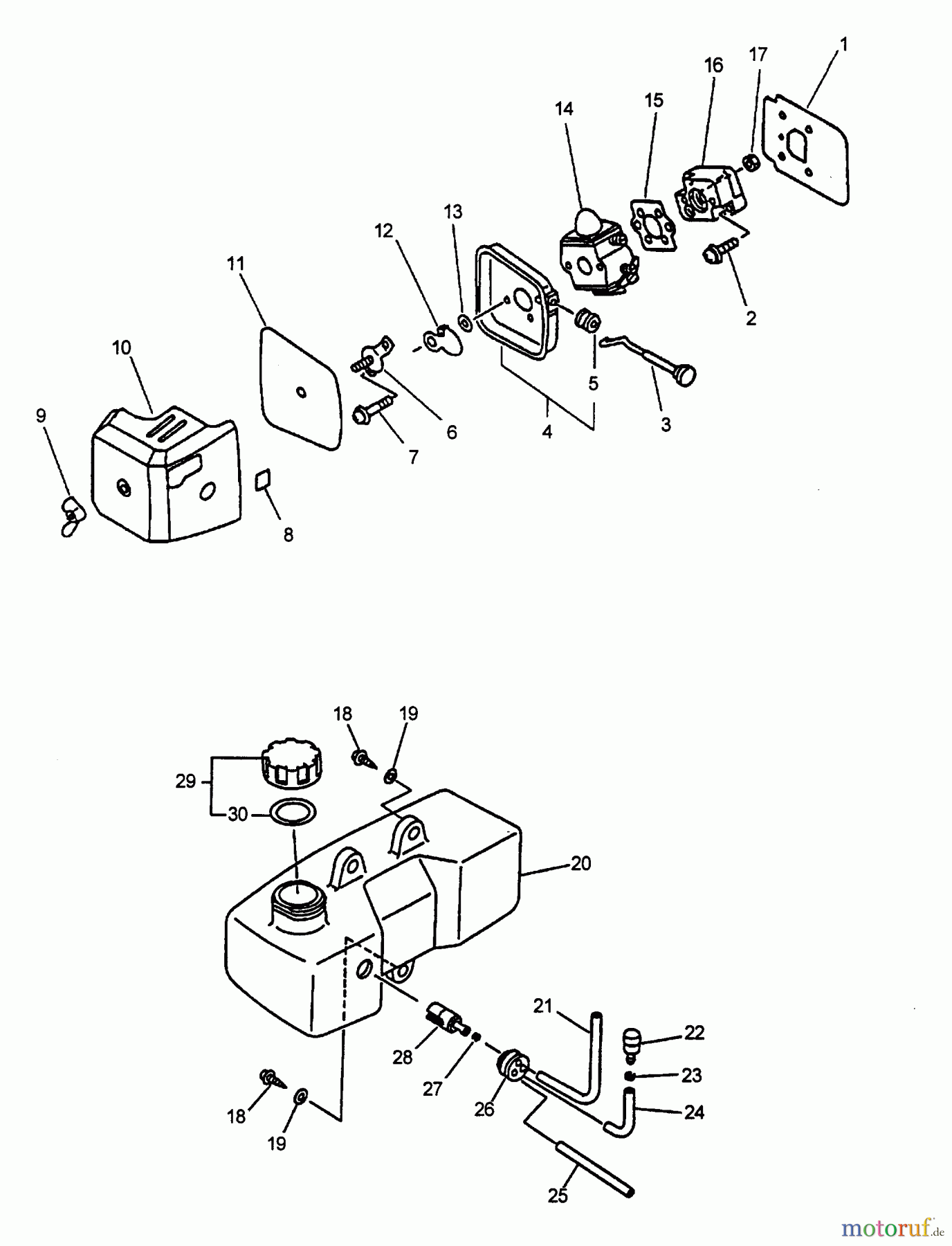 Echo Motorhacken / Kultivierer TC-2100 - Echo Tiller/Cultivator, S/N: 001001 - 999999 (Type 1) Intake, Air Filter, Fuel System