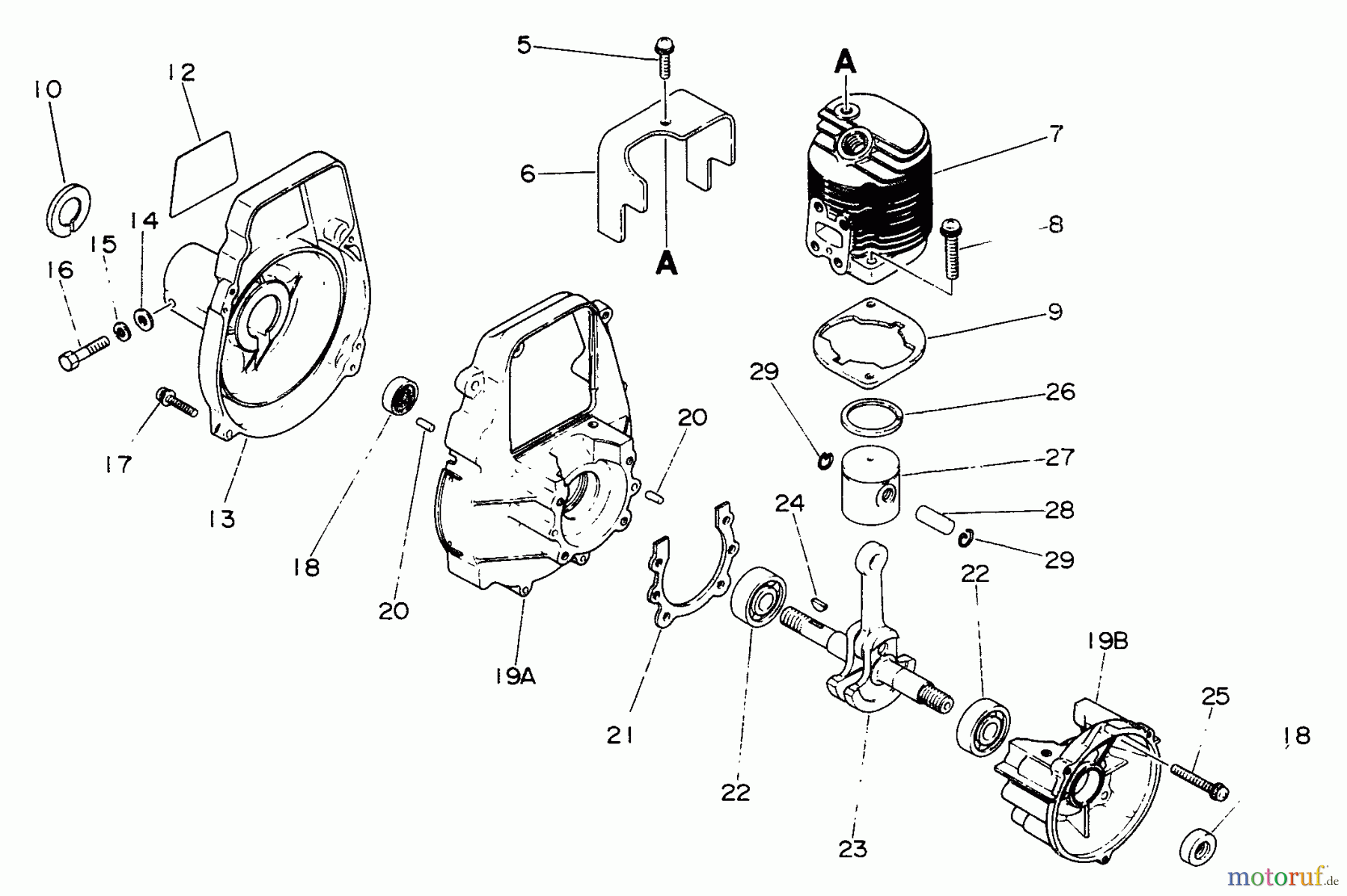 Echo Trimmer, Faden / Bürste GT-1000 - Echo String Trimmer Engine, Crankcase, Fan Housing