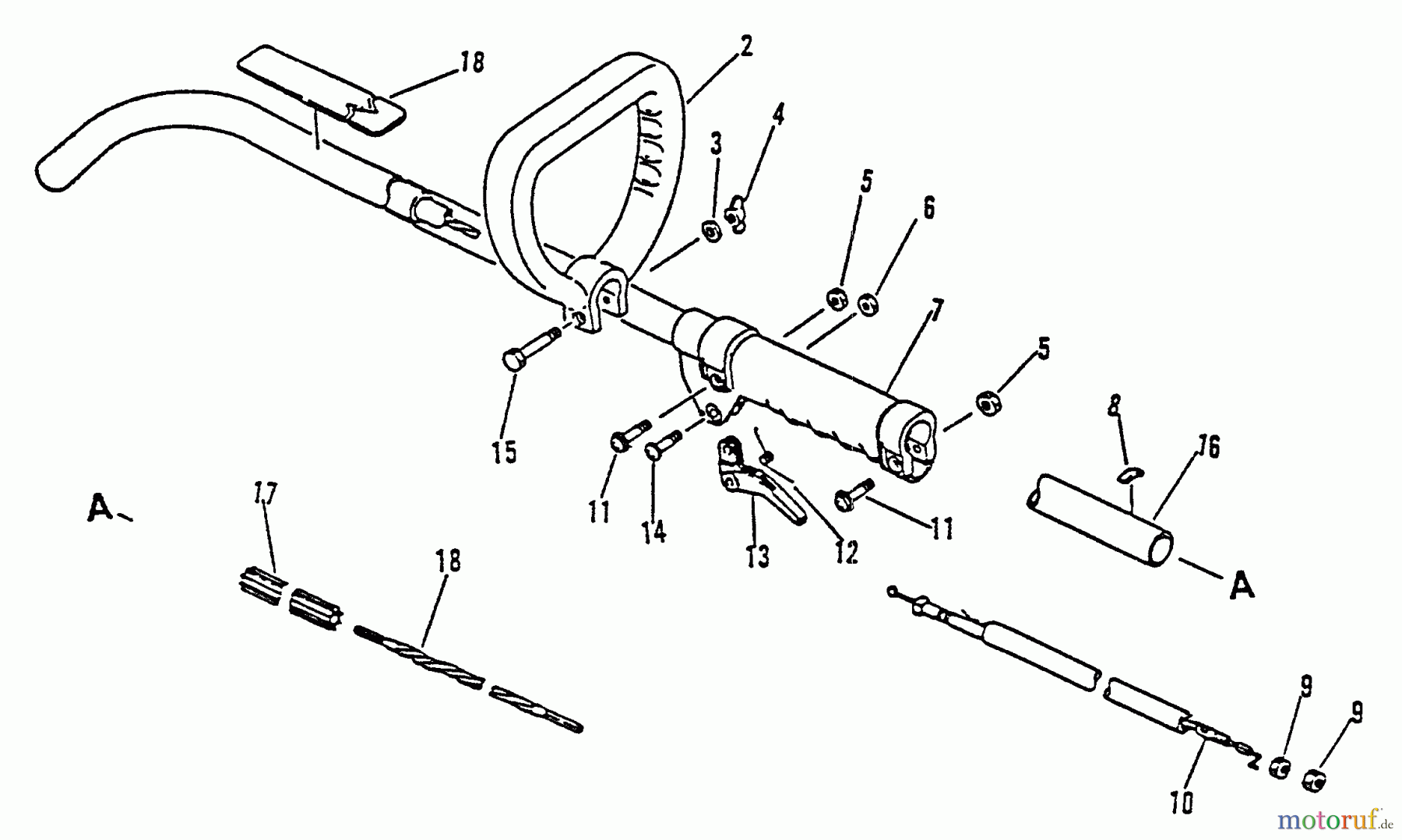 Echo Trimmer, Faden / Bürste GT-1100 - Echo String Trimmer, S/N:126001 - 174348 Driveshaft, Handles, Throttle