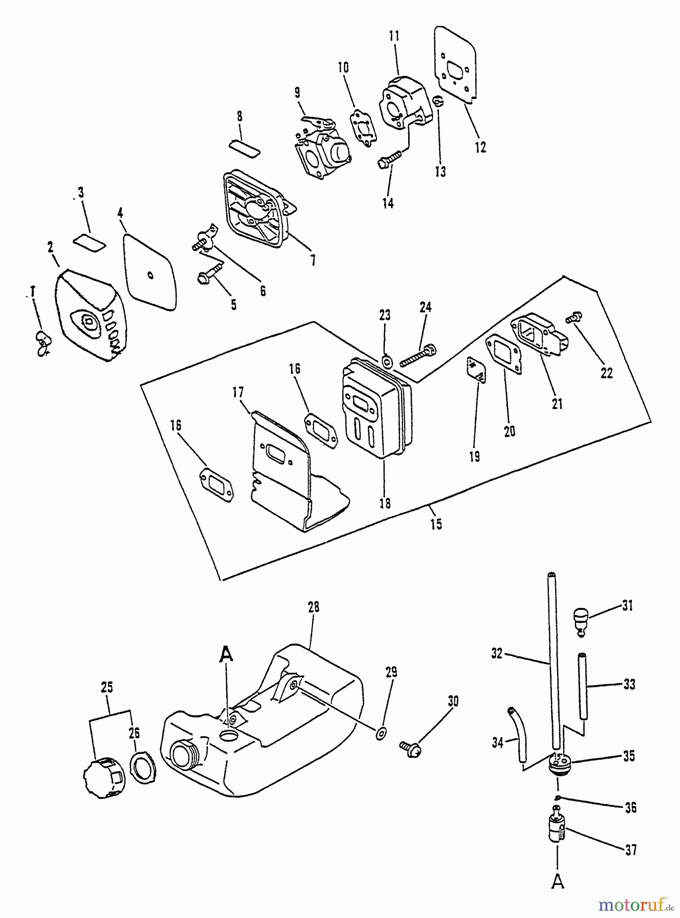 Echo Trimmer, Faden / Bürste GT-1100 - Echo String Trimmer, S/N:181001 - 252599 Intake, Exhaust, Air Cleaner