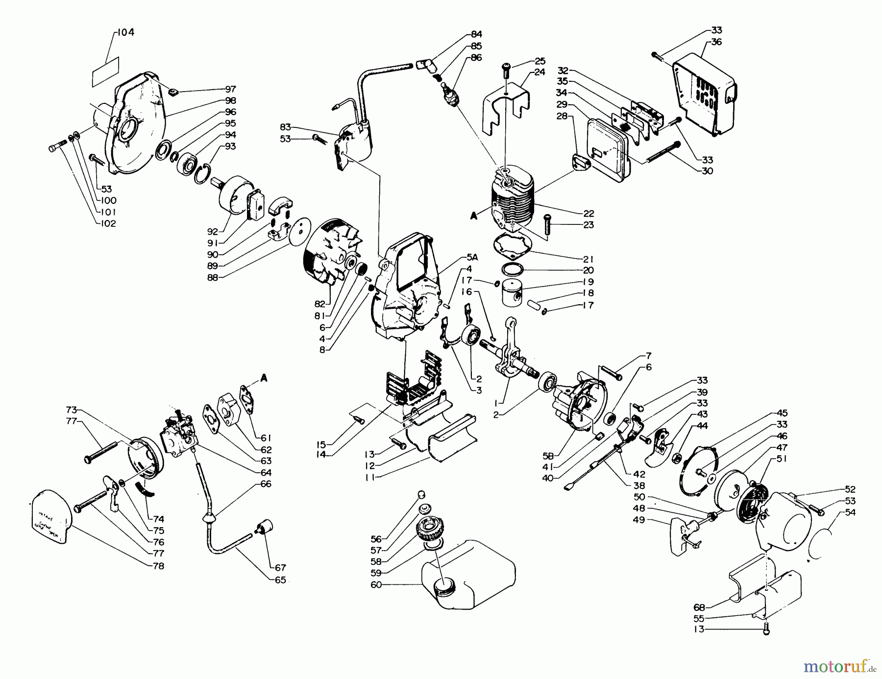Echo Trimmer, Faden / Bürste GT-140B - Echo String Trimmer Engine, Crankcase, Ignition
