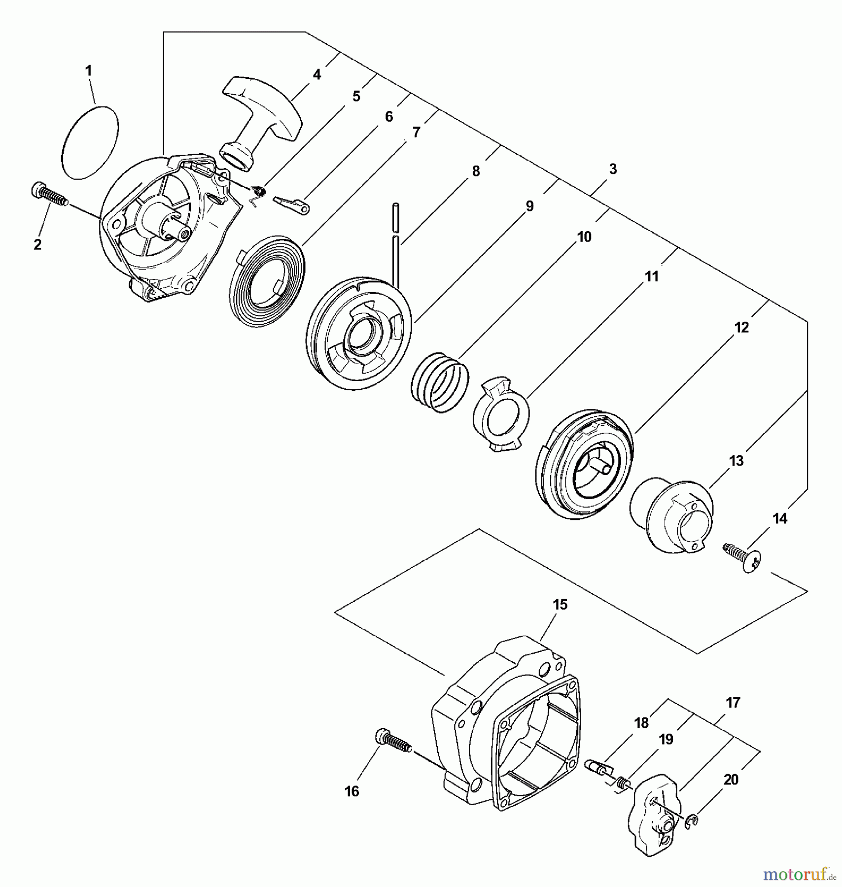  Echo Trimmer, Faden / Bürste GT-2000EZR - Echo String Trimmer, S/N: 03001001 - 03999999 Starter