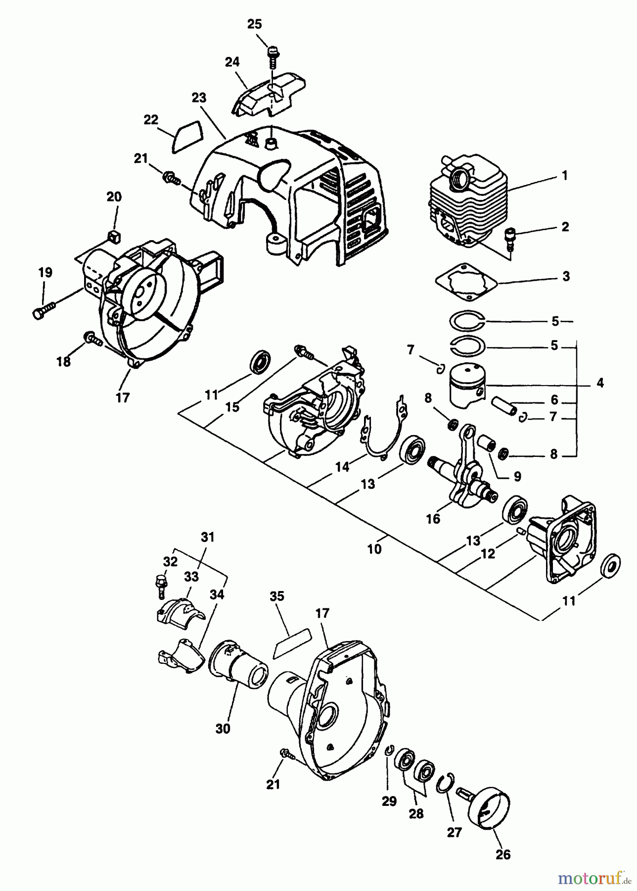  Echo Trimmer, Faden / Bürste GT-2400 - Echo String Trimmer Crankcase, Engine, Fan Case