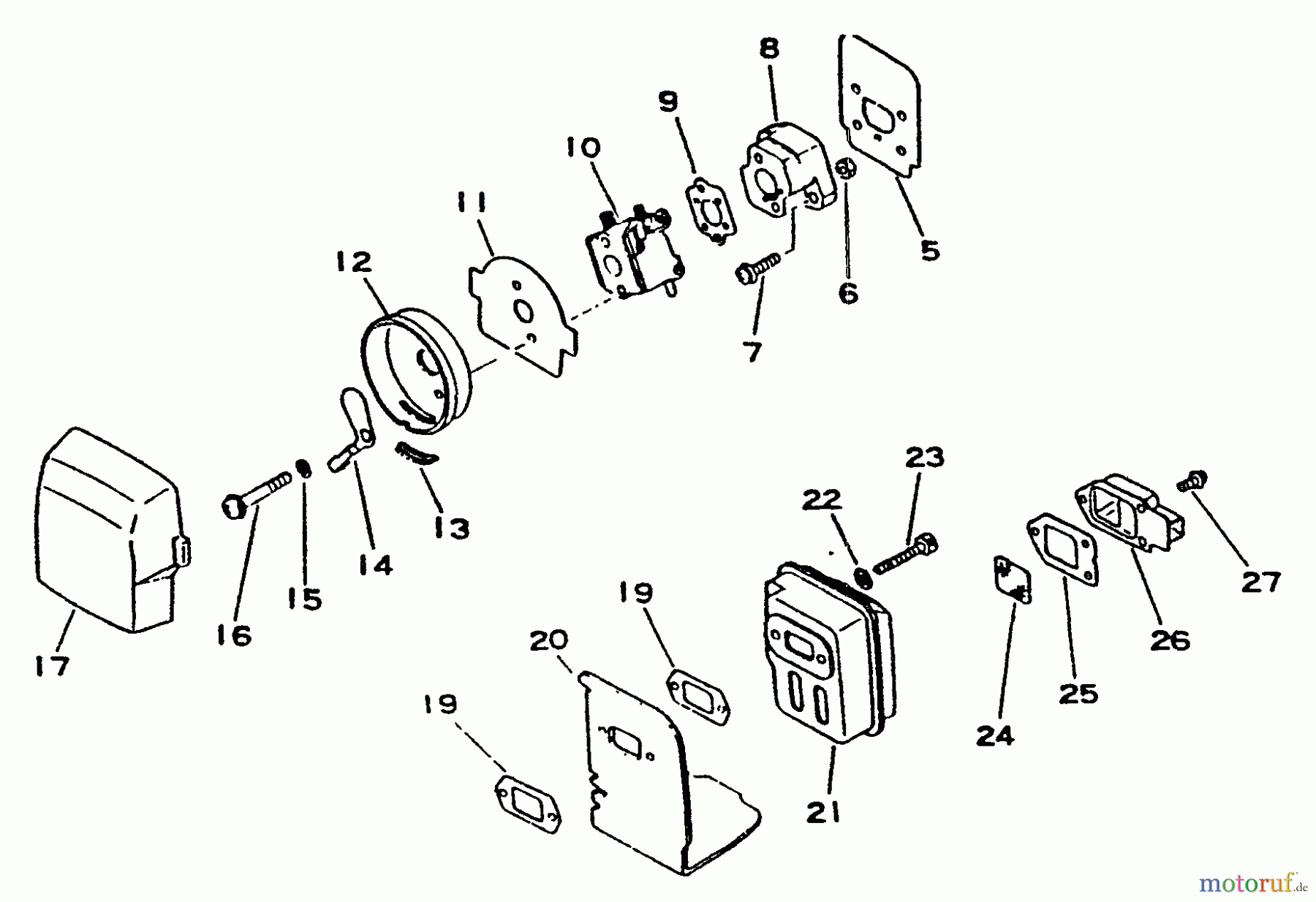 Echo Trimmer, Faden / Bürste SRM-1501 - Echo String Trimmer, S/N:0017001 - 0039000 Intake, Exhaust, Air Cleaner