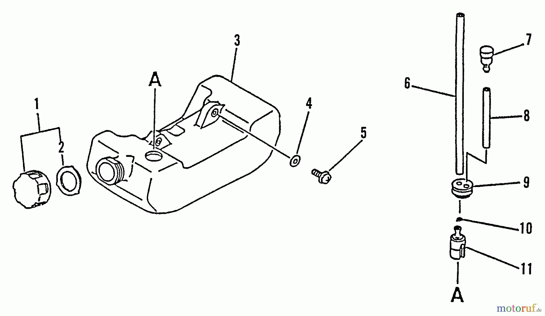 Echo Trimmer, Faden / Bürste SRM-1501 - Echo String Trimmer, S/N:0083387 - 0135000 Fuel System