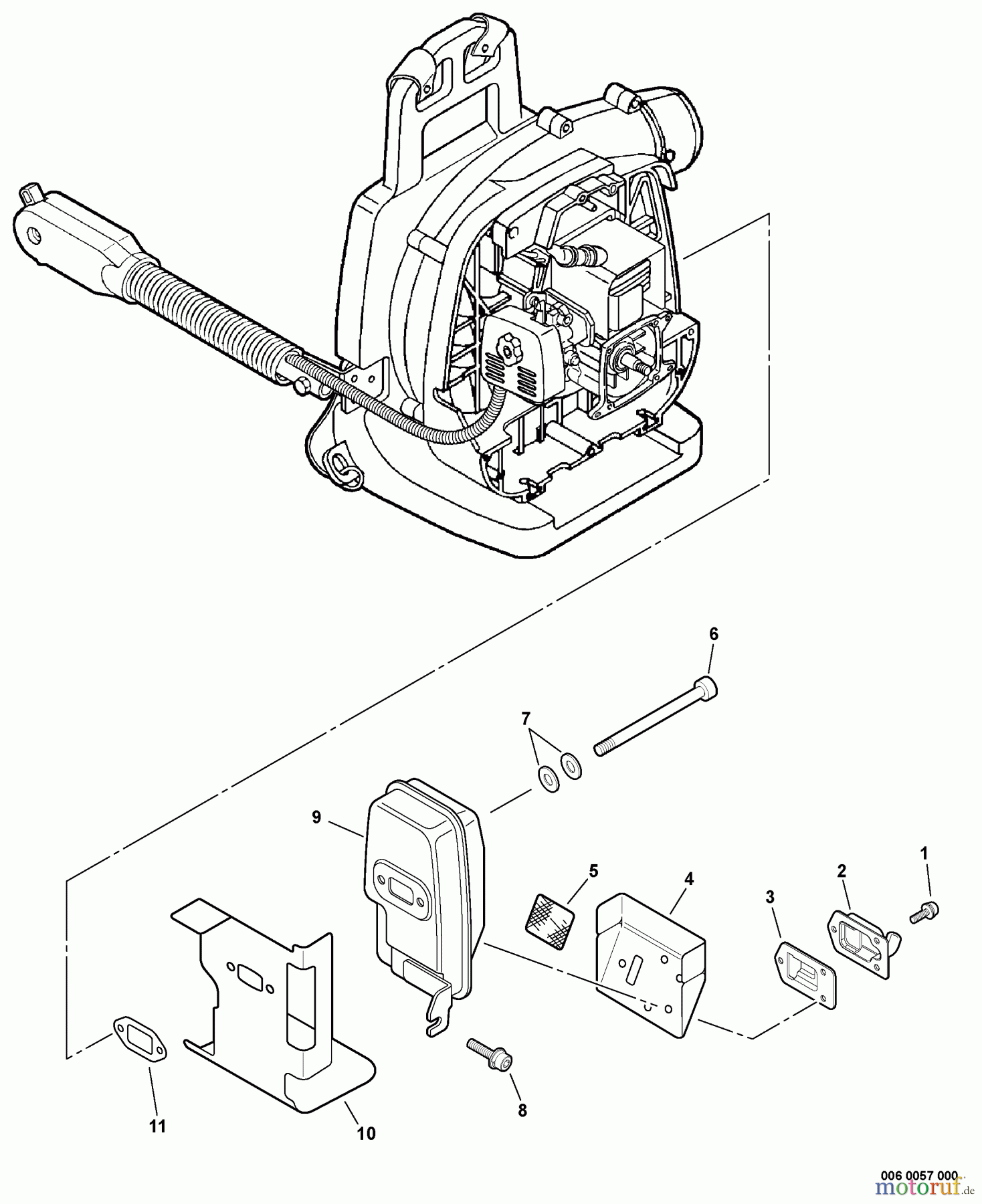  Echo Bläser / Sauger / Häcksler / Mulchgeräte	 PB-260L - Echo Back Pack Blower, S/N: 04001001 - 04999999 Exhaust