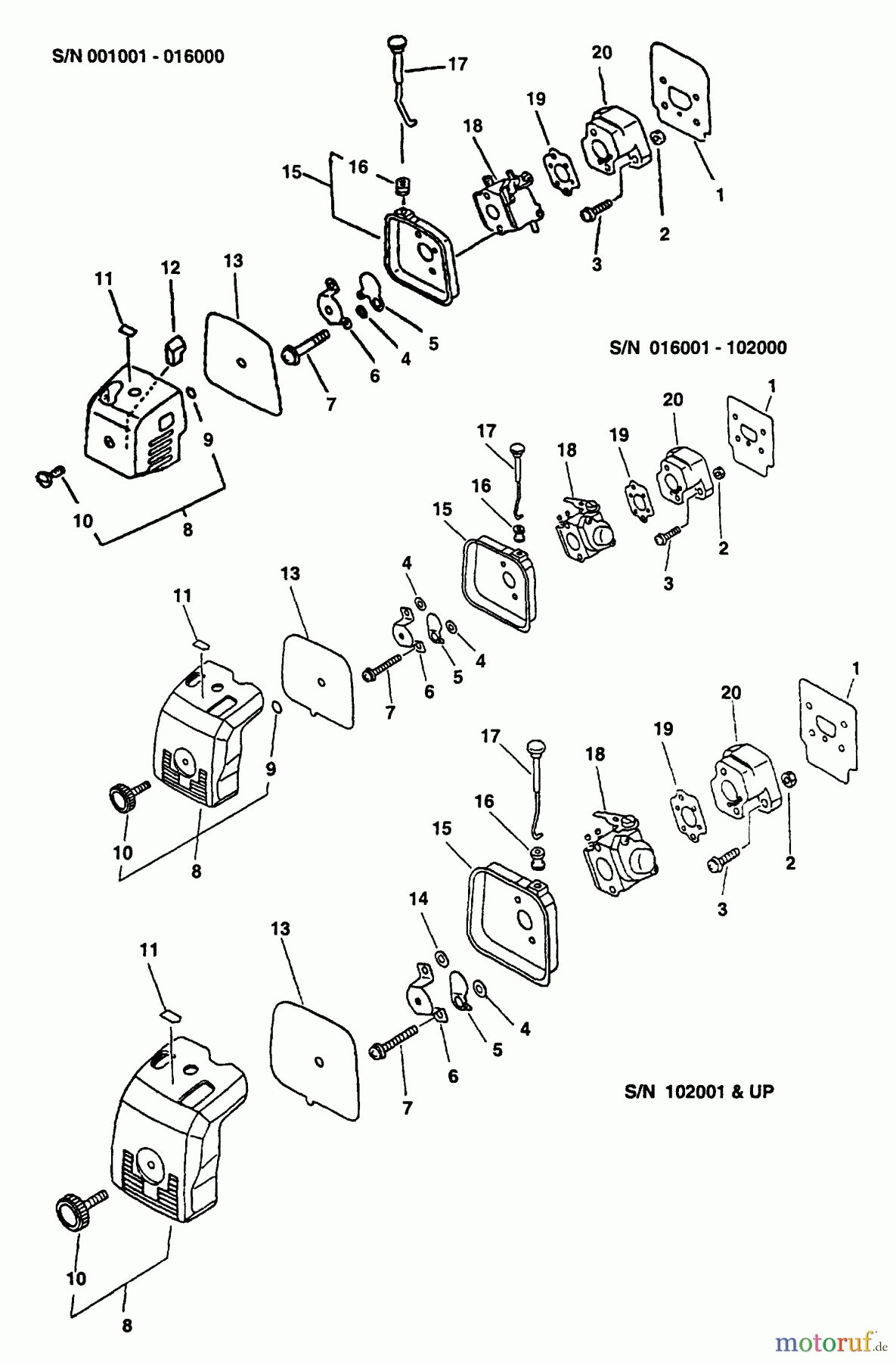  Echo Trimmer, Faden / Bürste SRM-2410 - Echo String Trimmer (Type 1) Intake, Air Cleaner