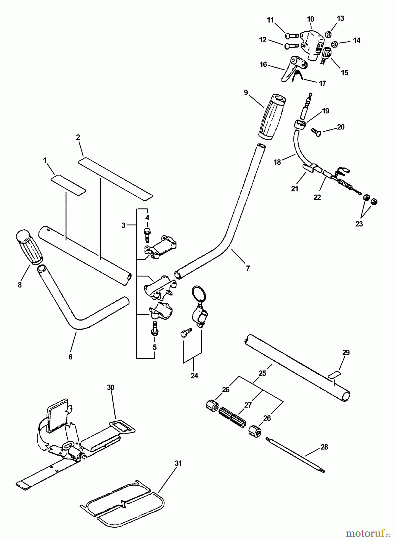  Echo Trimmer, Faden / Bürste SRM-2410 - Echo String Trimmer (Type 1E) Driveshaft, Handles, Throttle, Stop Switch, Harness  S/N: 001001-503953