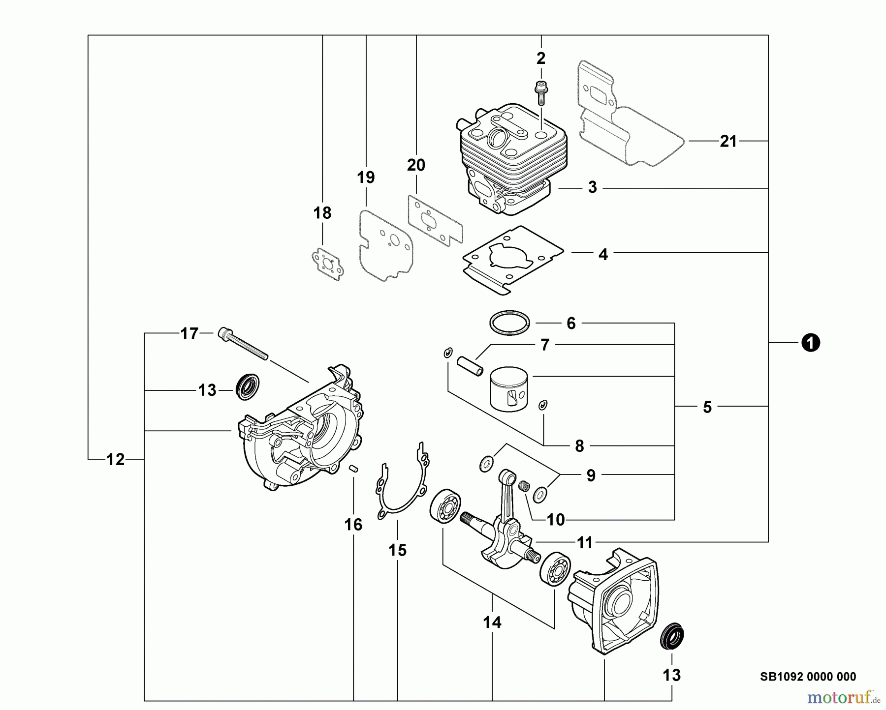  Echo Bläser / Sauger / Häcksler / Mulchgeräte	 PB-255LN - Echo Blower/Vacuums, S/N: P35012001001 - P35012999999 Engine, Short Block -- SB1092