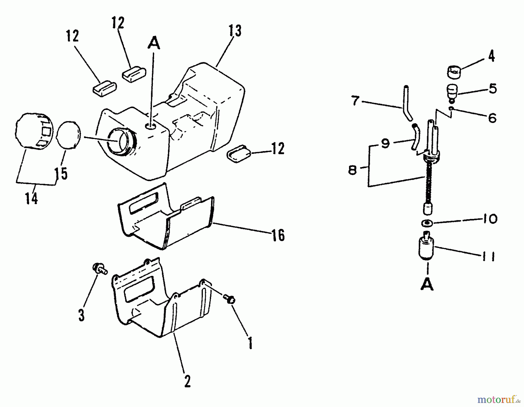 Echo Trimmer, Faden / Bürste SRM-3000 - Echo String Trimmer, S/N:027001 - 034000 Fuel System