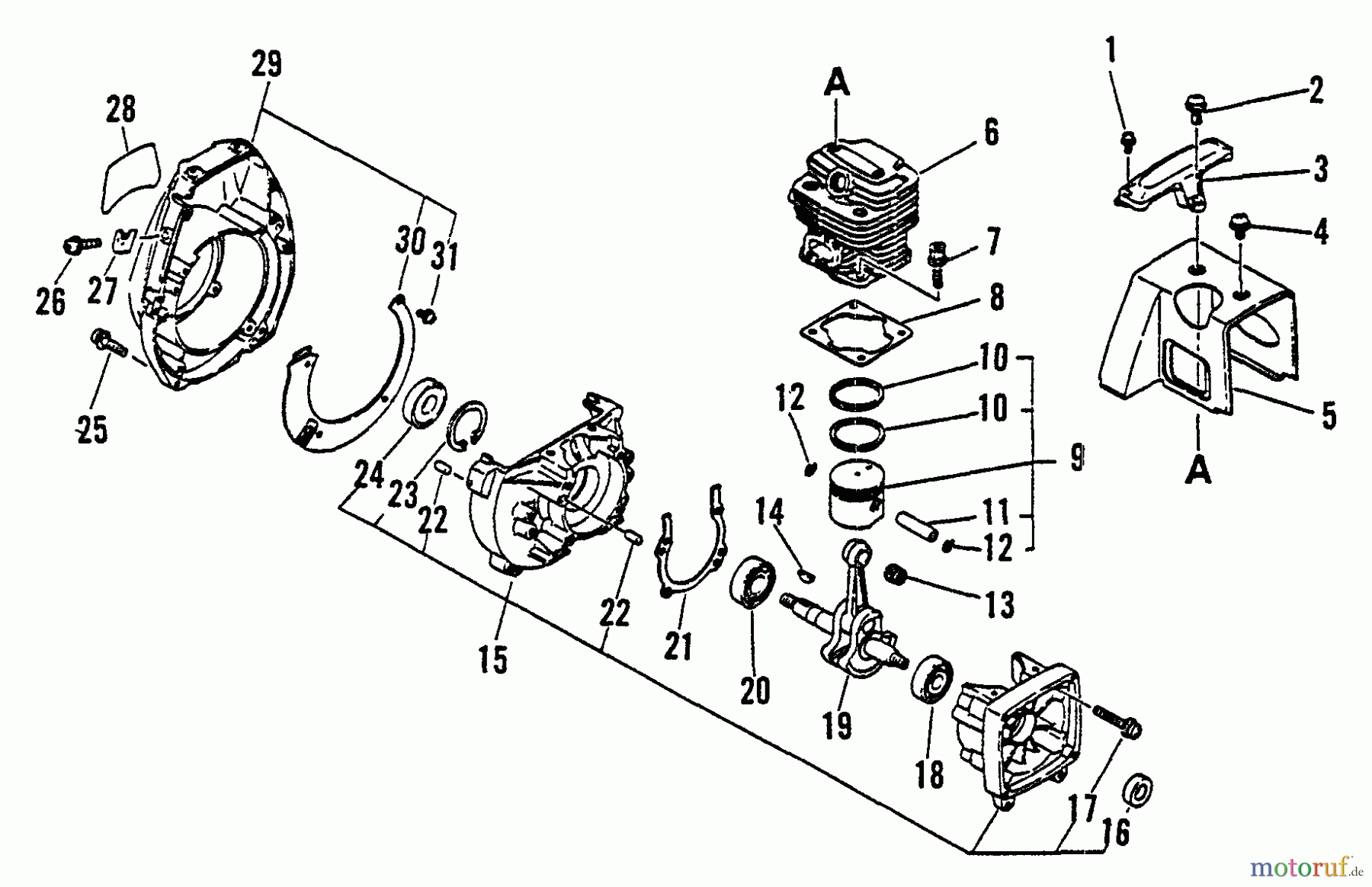  Echo Trimmer, Faden / Bürste SRM-3000 - Echo String Trimmer, S/N:034001 - 037500 Engine, Crankcase, Fan Housing, Cover