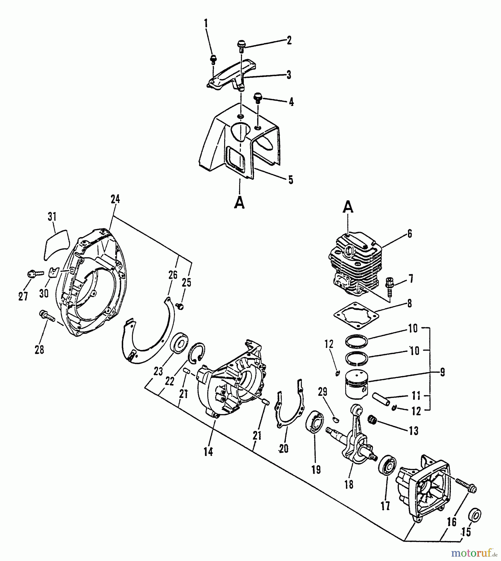 Echo Trimmer, Faden / Bürste SRM-3000 - Echo String Trimmer, S/N:043226 - 999999 Engine, Crankcase, Fan Housing, Cover