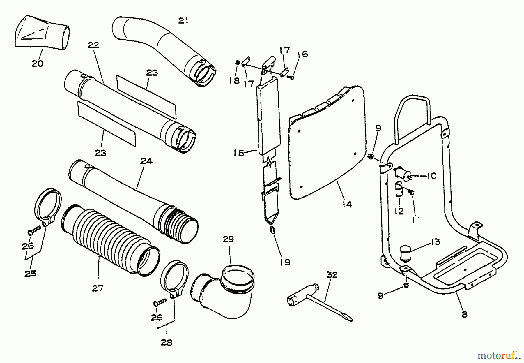 Echo Bläser / Sauger / Häcksler / Mulchgeräte PB-400E - Echo Back Pack Blower, S/N 249242 - 999999 Backpack Frame, Blower Tubes, Strap, Tools