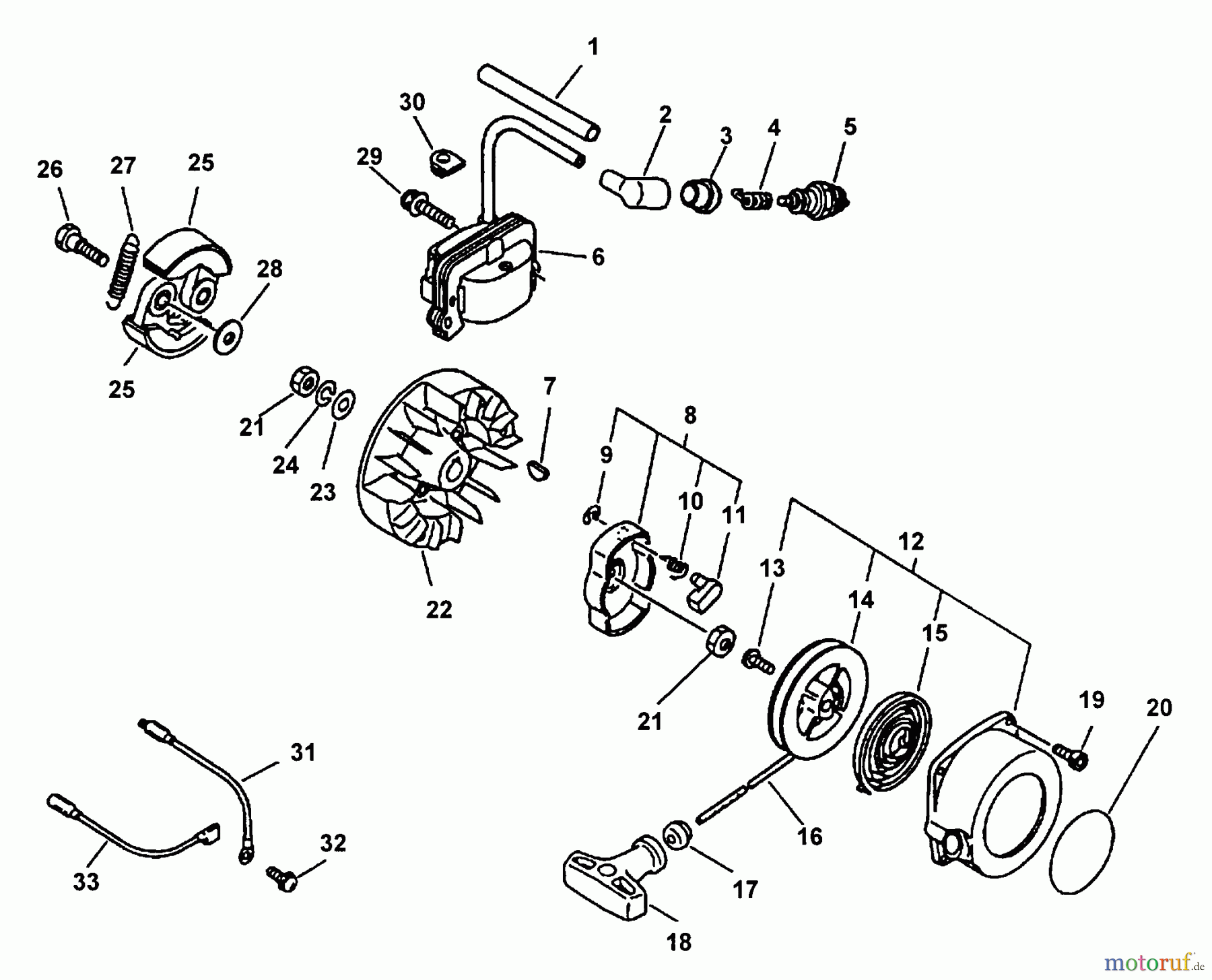 Echo Trimmer, Faden / Bürste SRM-3110 - Echo String Trimmer (Type 2E) Ignition, Starter, Clutch
