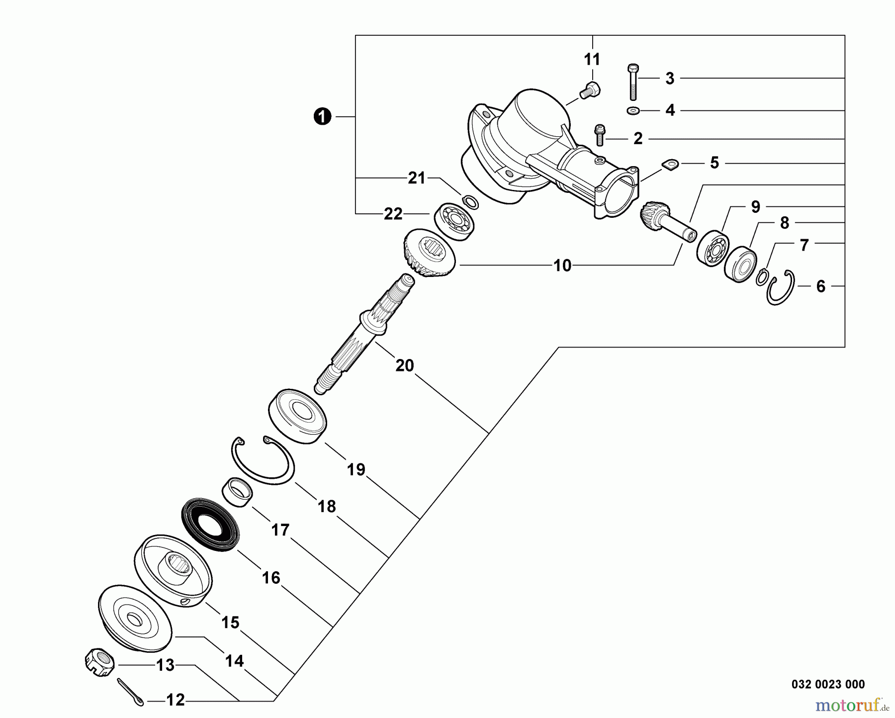  Echo Trimmer, Faden / Bürste SRM-311 - Echo String Trimmer, S/N:02001001 - 02999999 Gear Case