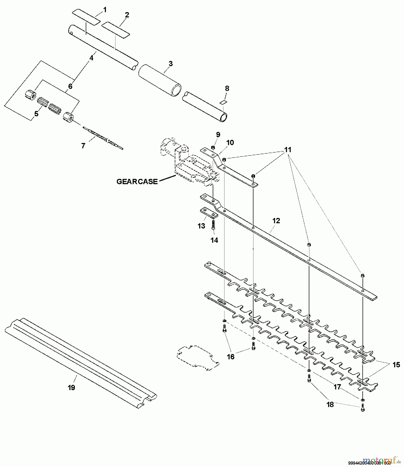 Echo Trimmer Zubehör 99944200480 - Echo Hedge Trimmer Attachment Main Pipe, Driveshaft, Cutters