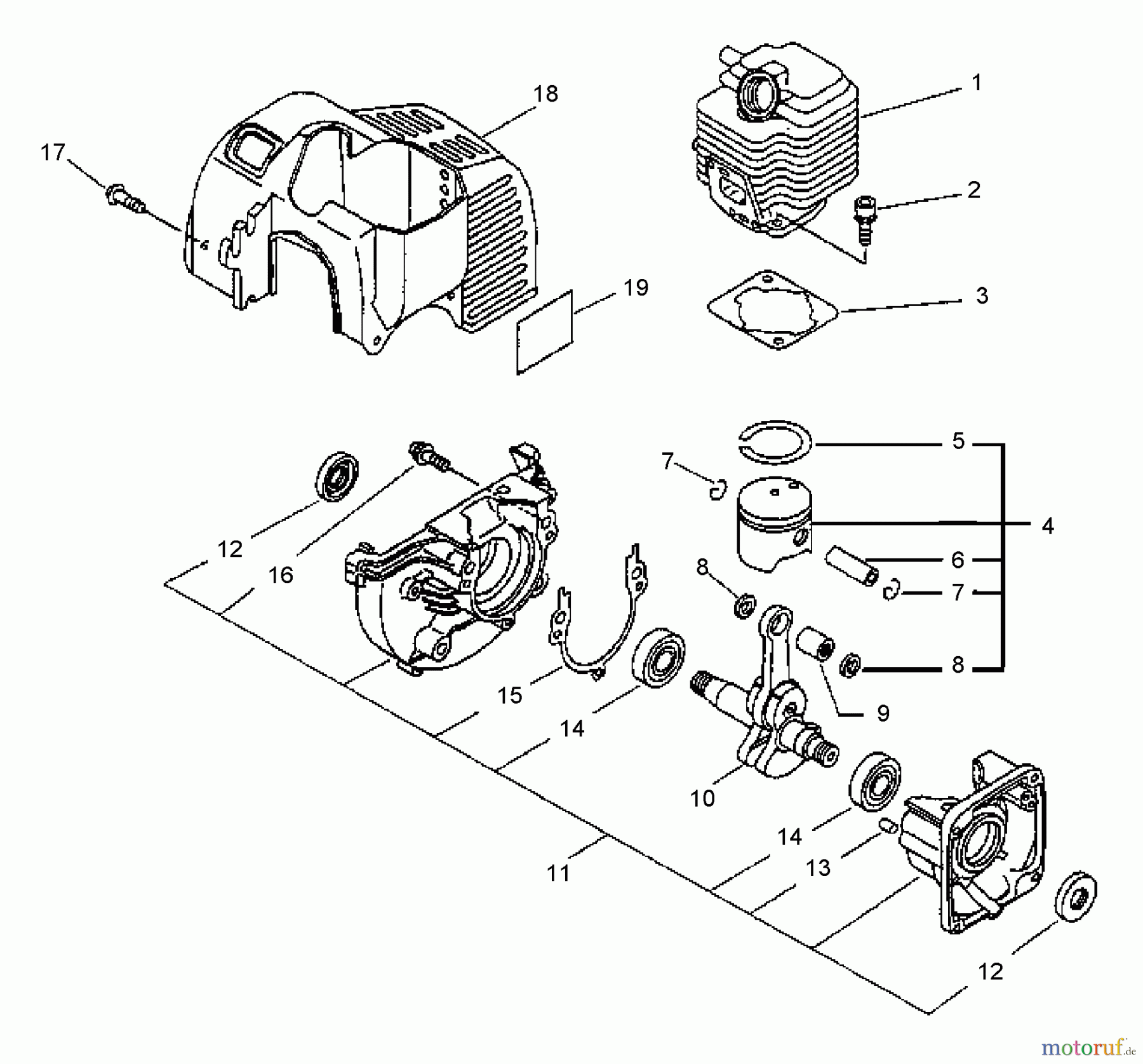  Echo Bohrer / Erdbohrer ED-2000 - Echo Engine Drill (Type 1) Engine, Crankcase, Cover